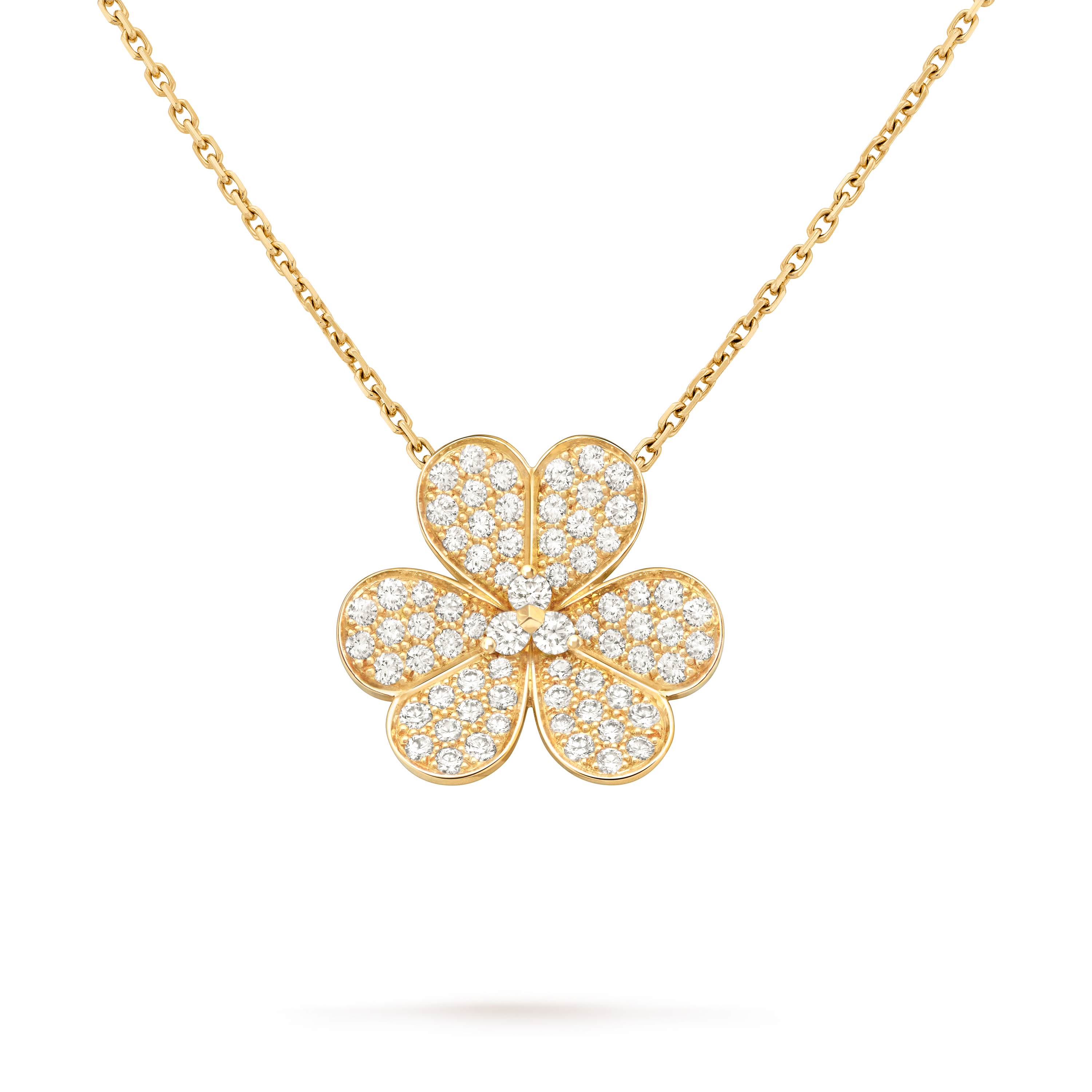 Frivole pendant, large model, 18K yellow gold, Diamond:  69 stones,  1.23 carats, Detail, Jewelry Pendent - Van Cleef & Arpels