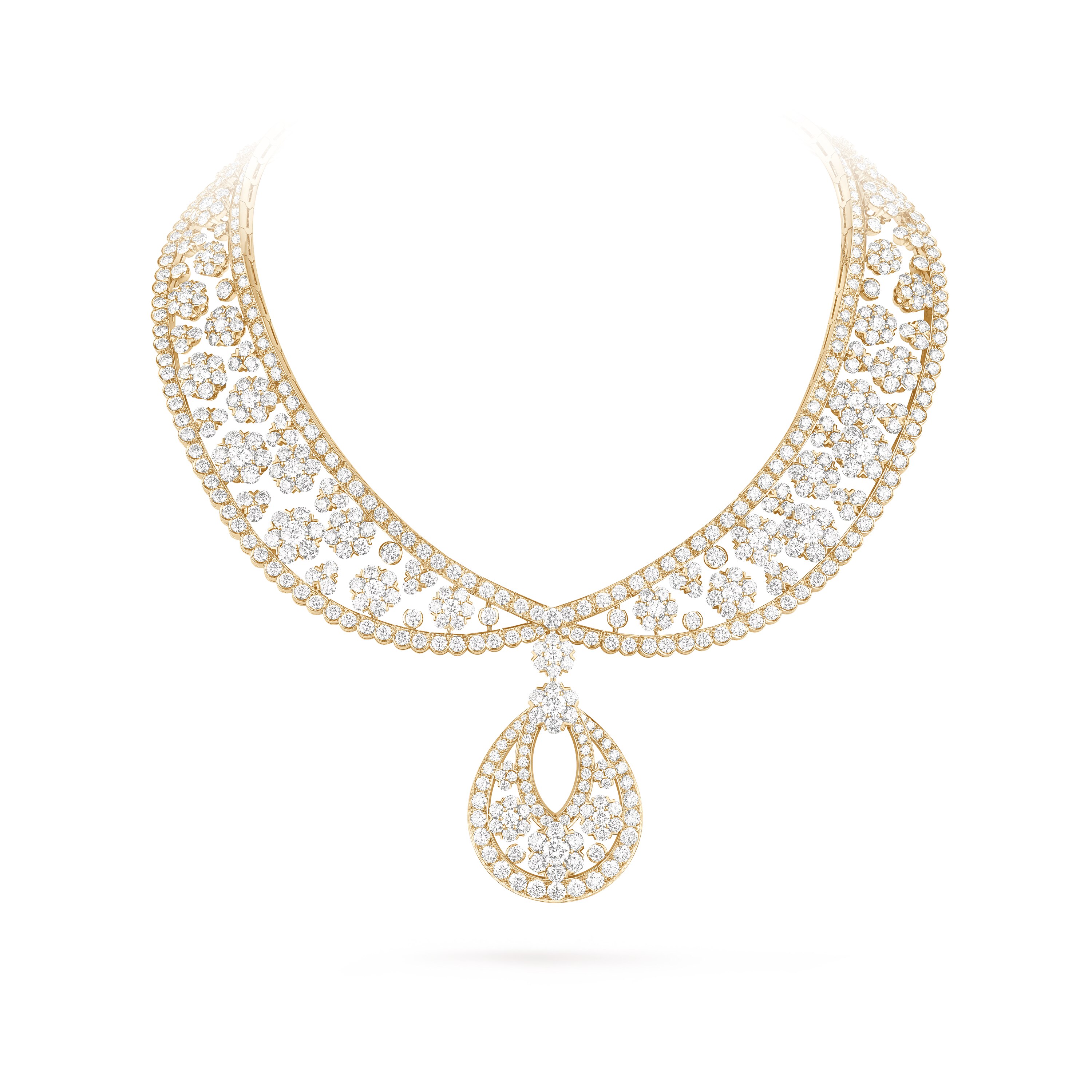Snowflake可转换式颈链, 18K黄金, 钻石:  619颗,  69.73 克拉, On Stand, High Jewelry Necklace_梵克雅宝_Van Cleef & Arpels
