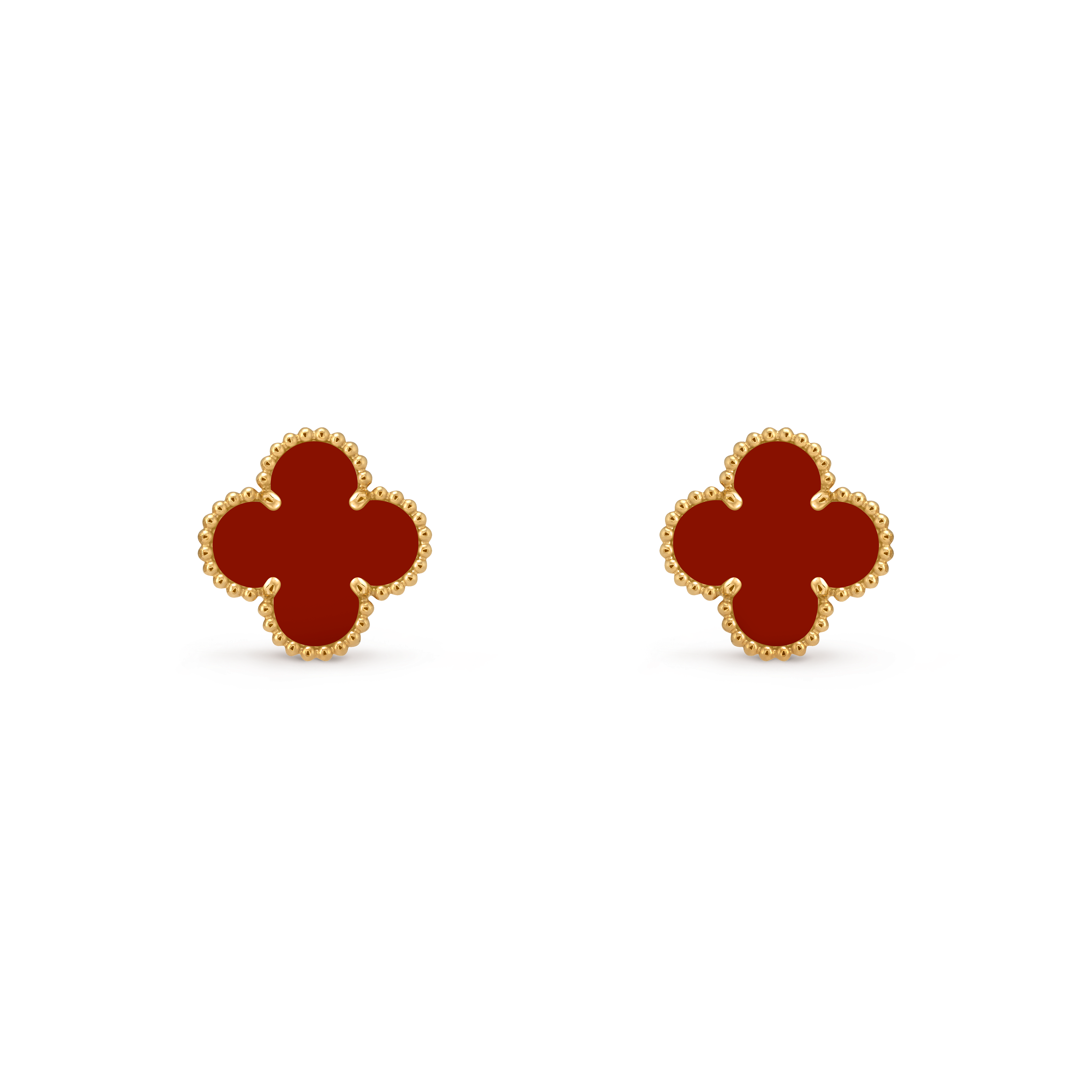 Vintage Alhambra耳环, 18K黄金, 红玉髓:  2颗, Front, Jewelry Earrings_梵克雅宝_Van Cleef & Arpels