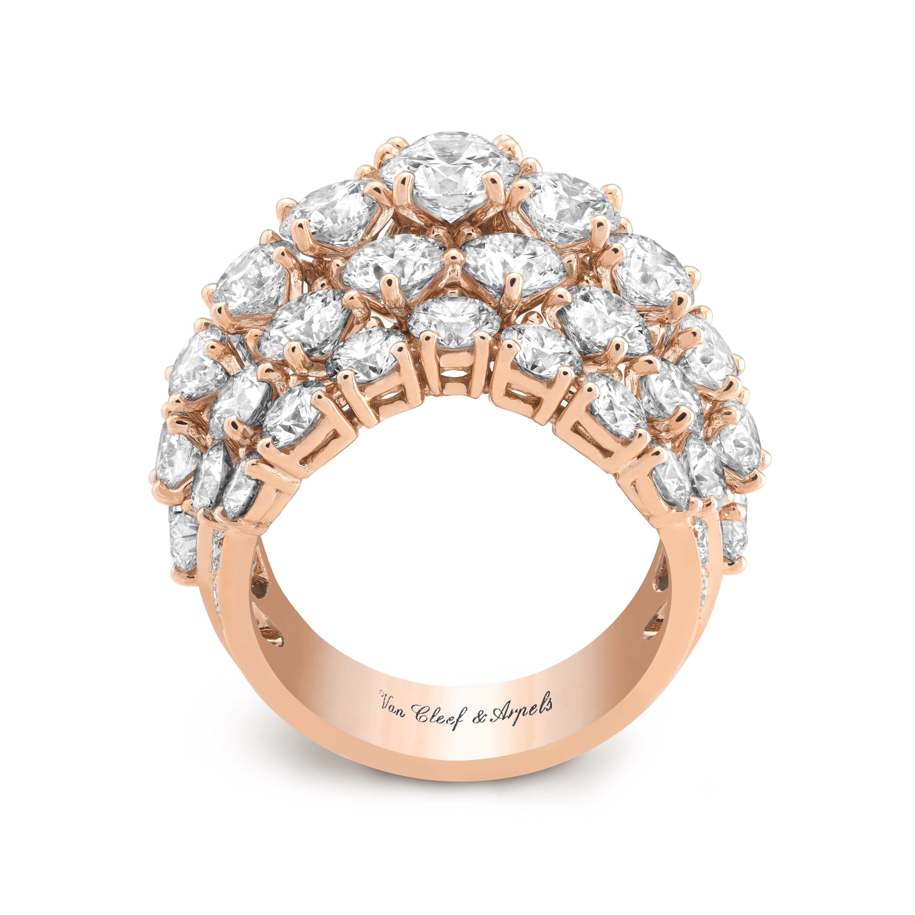 À Cheval戒指, 18K玫瑰金, 钻石:  56颗,  9.56 克拉, Profile, High Jewelry Ring_梵克雅宝_Van Cleef & Arpels