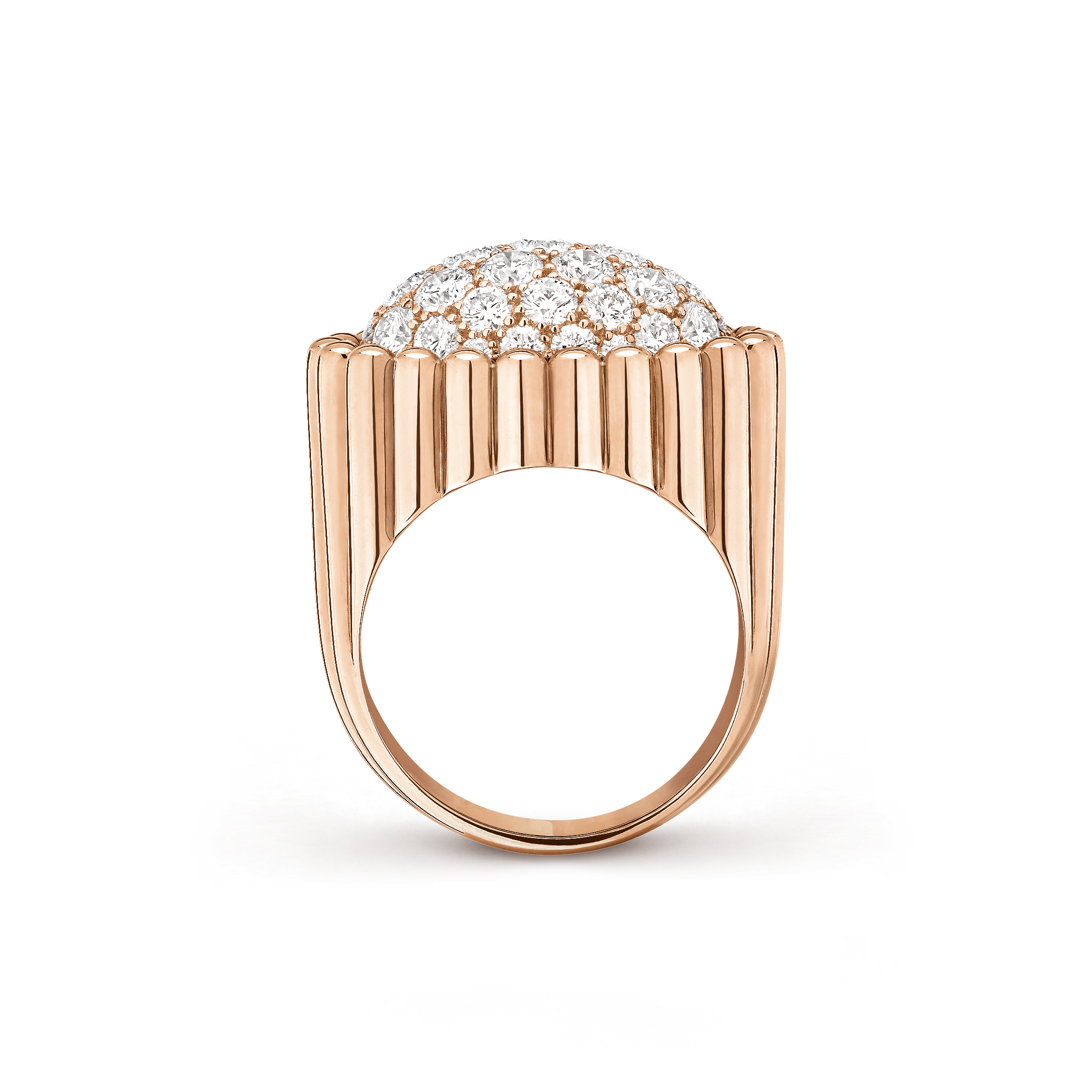 Perlée戒指，铺镶钻石, 18K玫瑰金, 钻石:  37颗,  2.27 克拉, Profile, Jewelry Ring_梵克雅宝_Van Cleef & Arpels