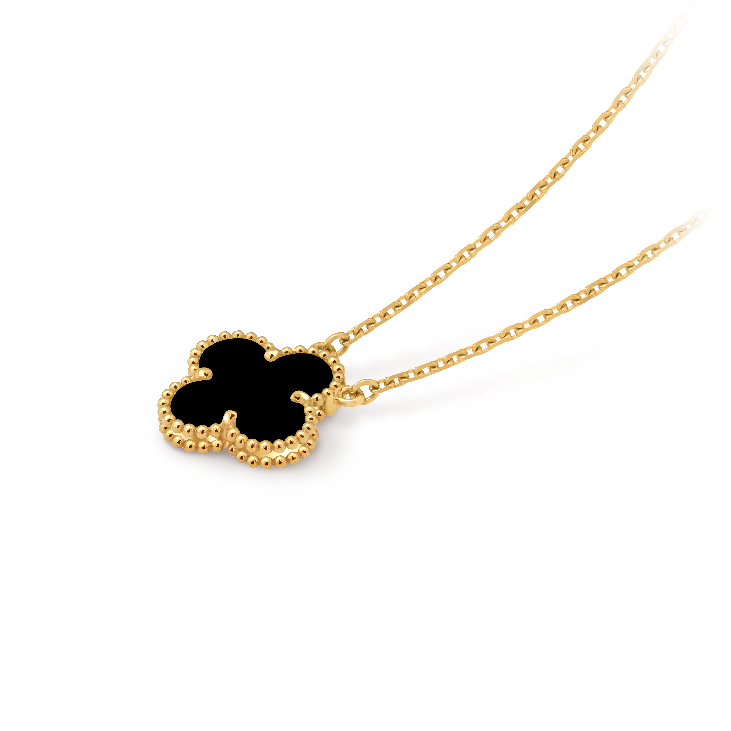 Vintage Alhambra pendant, 18K yellow gold, Onyx:  1 stone, Back, Jewelry Pendent - Van Cleef & Arpels