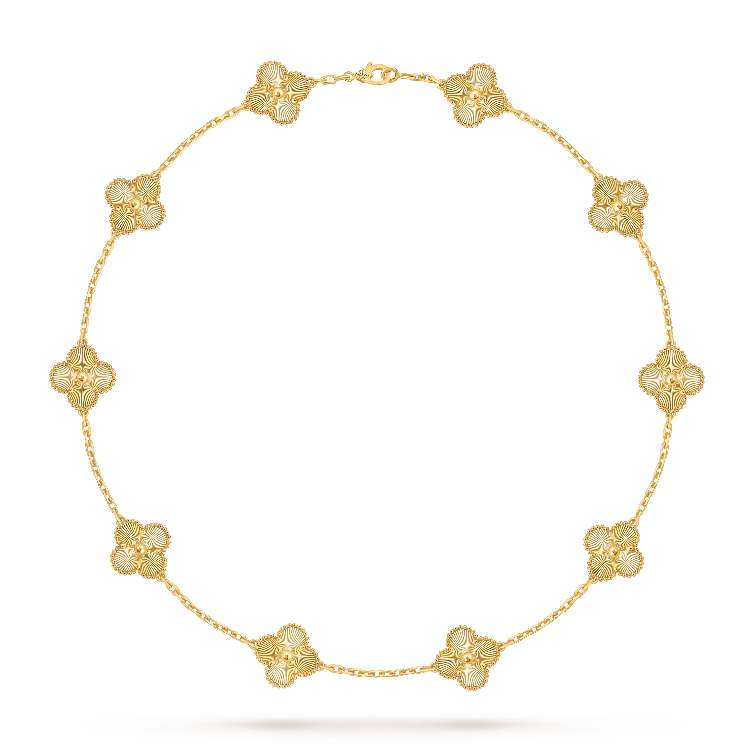 Vintage Alhambra项链，10四叶幸运图案, 18K黄金, Front, Jewelry Necklace_梵克雅宝_Van Cleef & Arpels