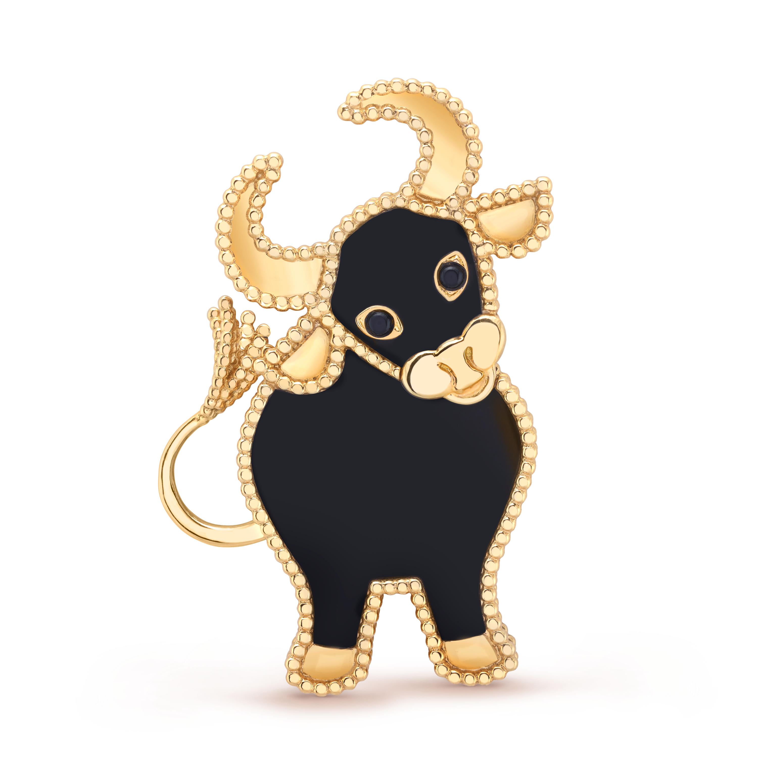 Lucky Animals Ox胸针, 18K黄金, 缟玛瑙:  4颗, Front, Jewelry Clip_梵克雅宝_Van Cleef & Arpels