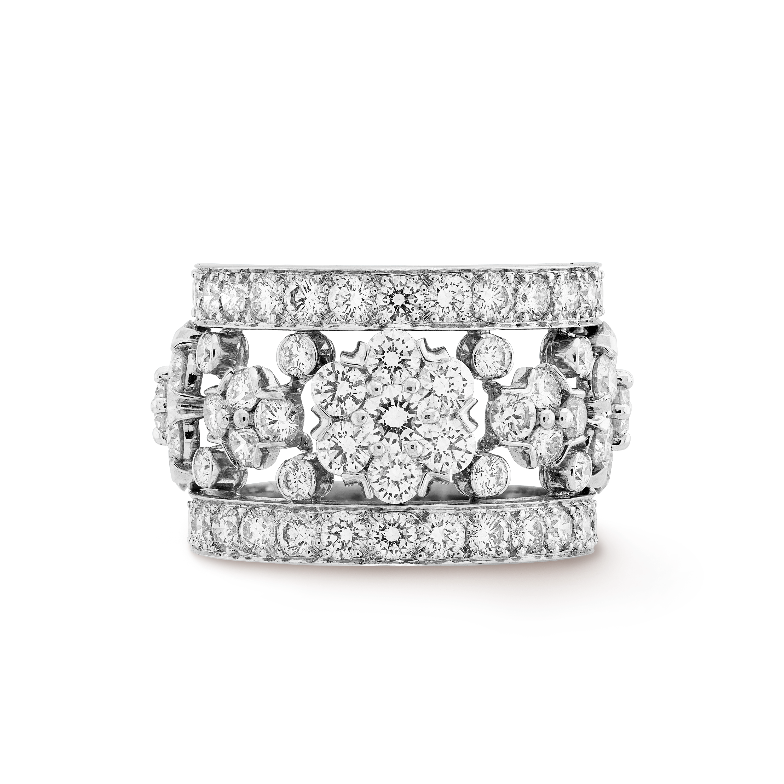 Snowflake戒指, 18K白金, 钻石:  116颗,  5.51 克拉, Top, High Jewelry Ring_梵克雅宝_Van Cleef & Arpels