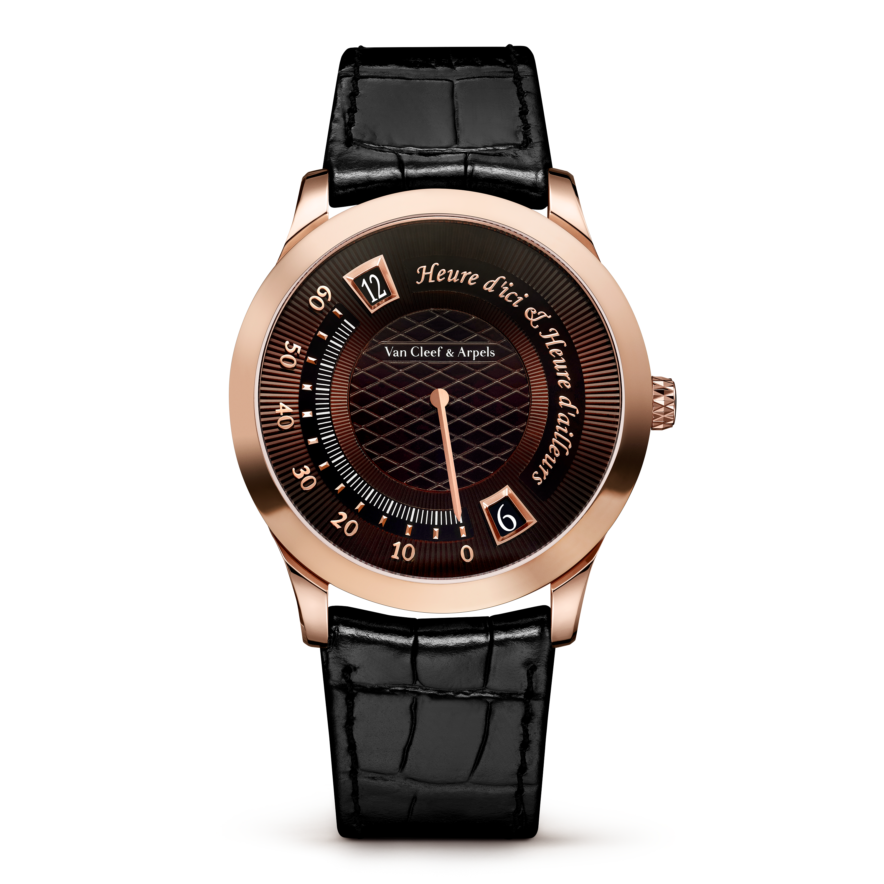 Midnight Heure d'ici & Heure d'ailleurs腕表, 18K玫瑰金, Front Alternative, Watch_梵克雅宝_Van Cleef & Arpels