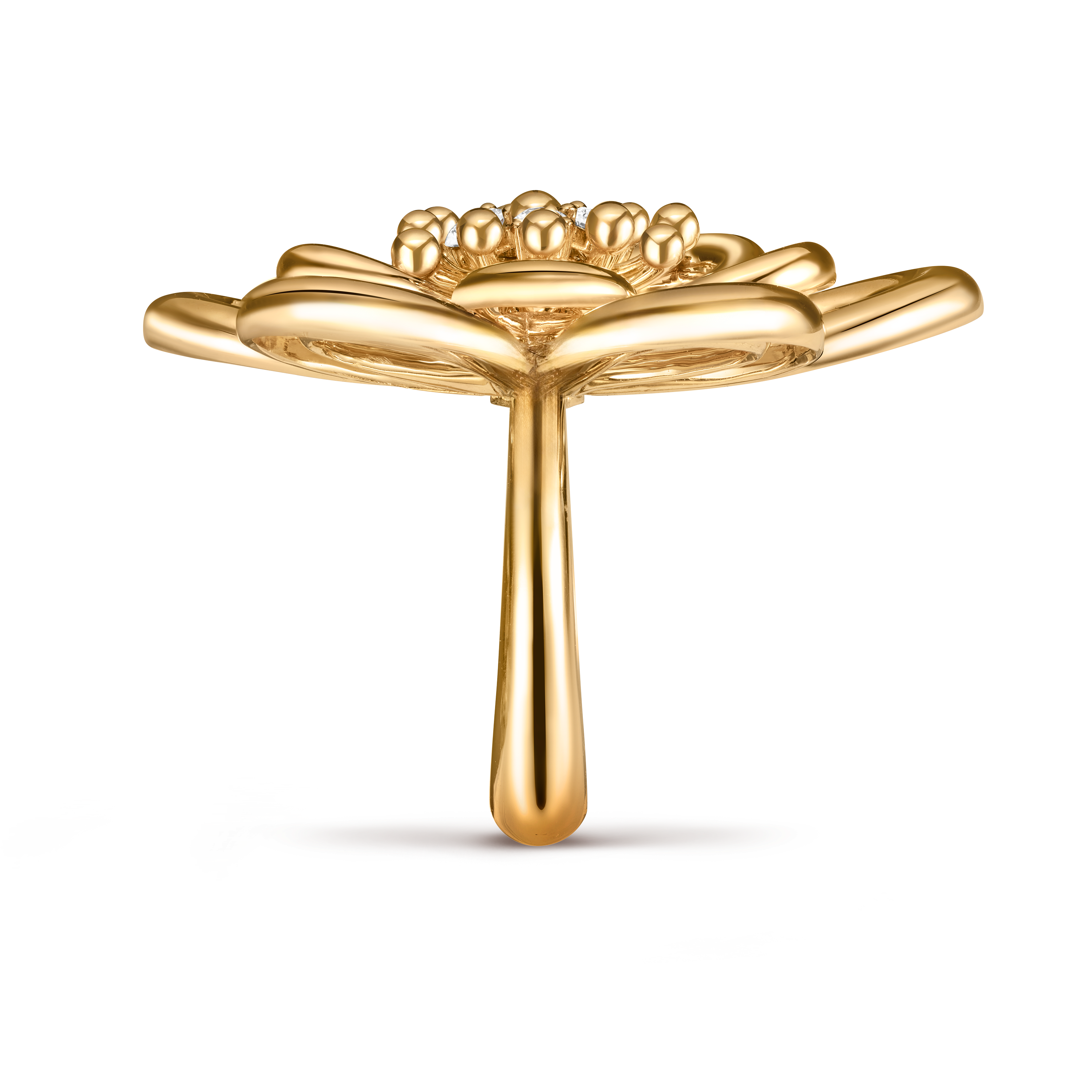 Flowerlace ring, 18K yellow gold, Diamond:  5 stones,  0.38 carat, Profile, Jewelry Ring - Van Cleef & Arpels