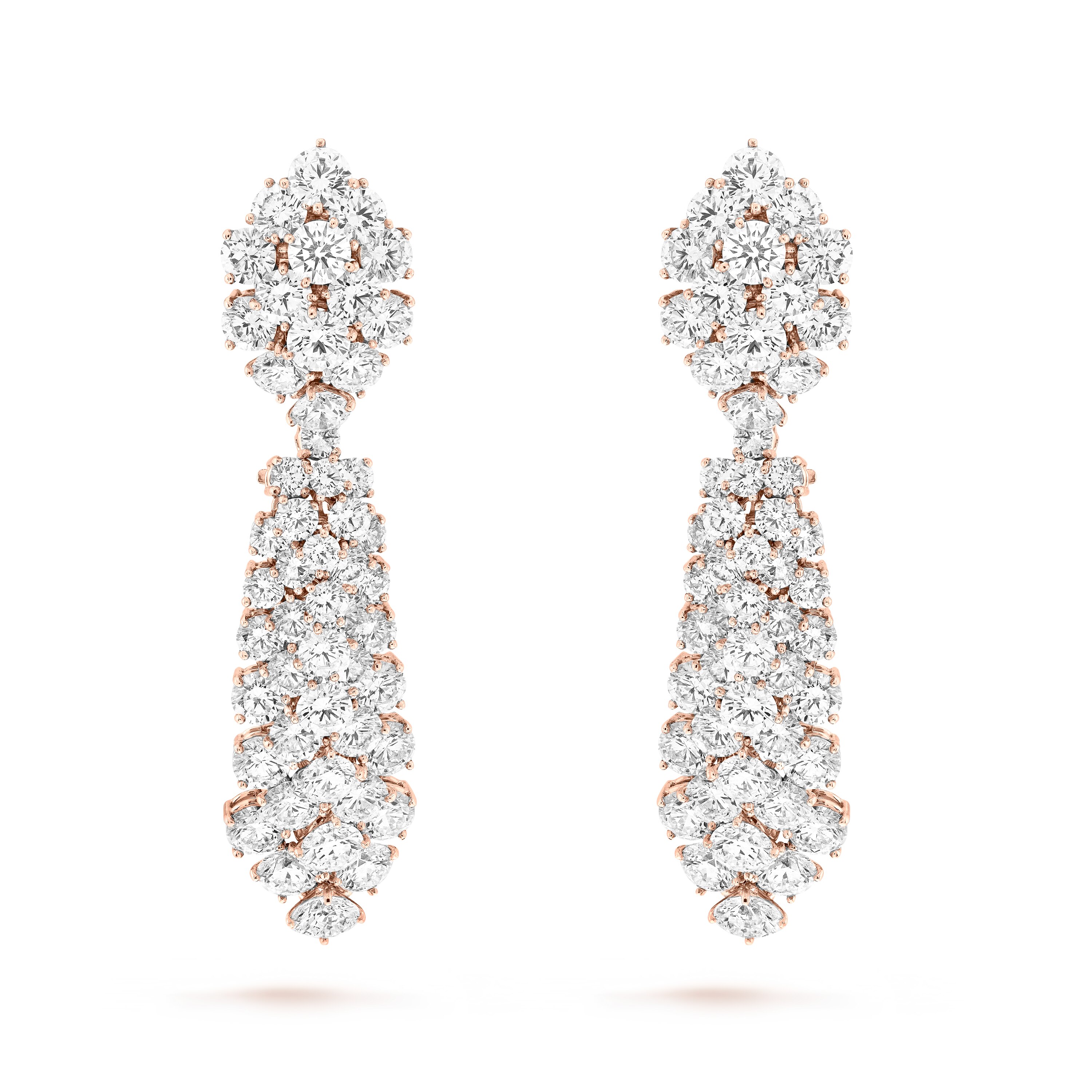 À Cheval可转换式耳环，大号款式, 18K玫瑰金, 钻石:  102颗,  22.72 克拉, Front, High Jewelry Earrings_梵克雅宝_Van Cleef & Arpels