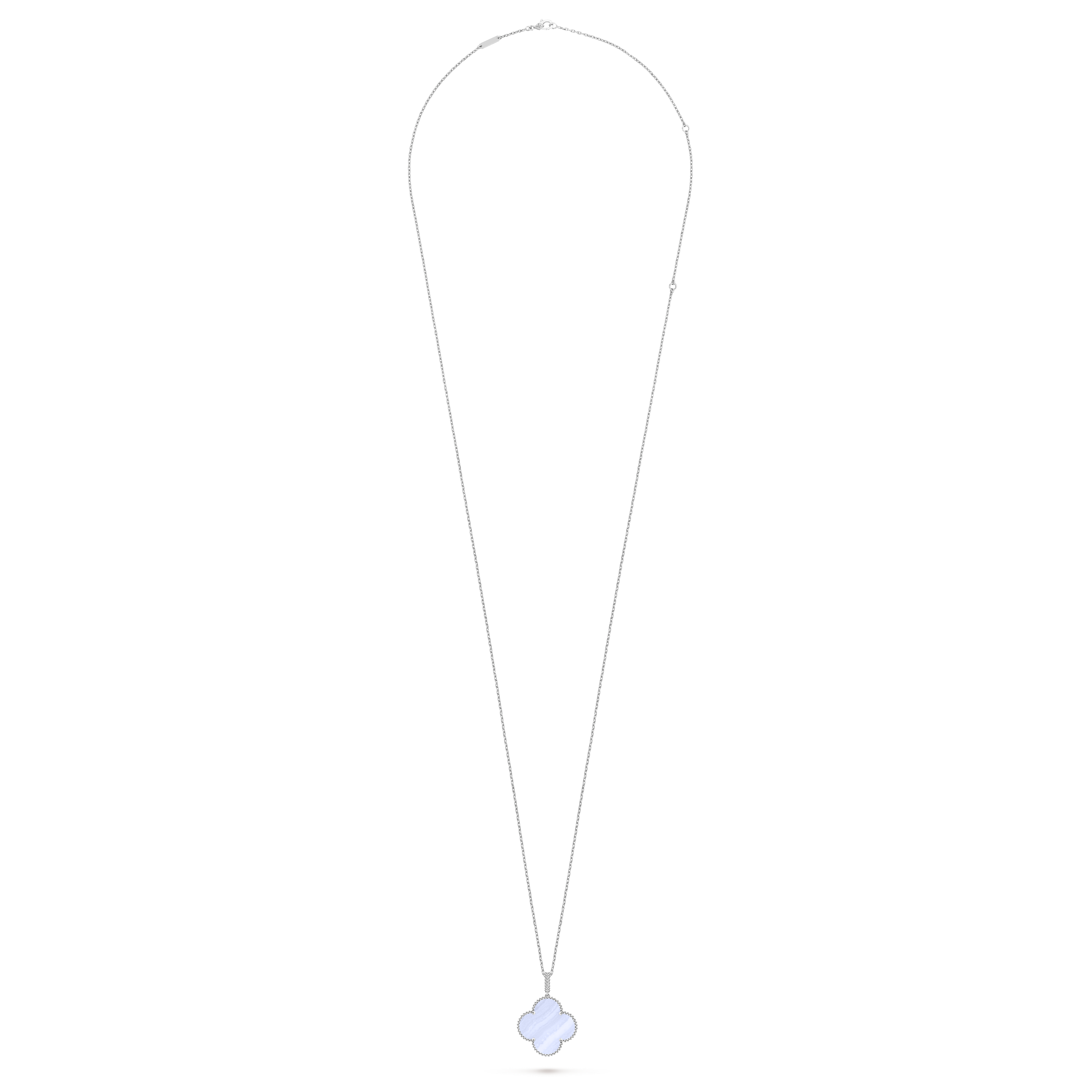 Magic Alhambra长项链，1枚主题图案, 18K白金, 玉髓:  1 宝石, Detail Alternative, Jewelry Long Necklace_梵克雅宝_Van Cleef & Arpels