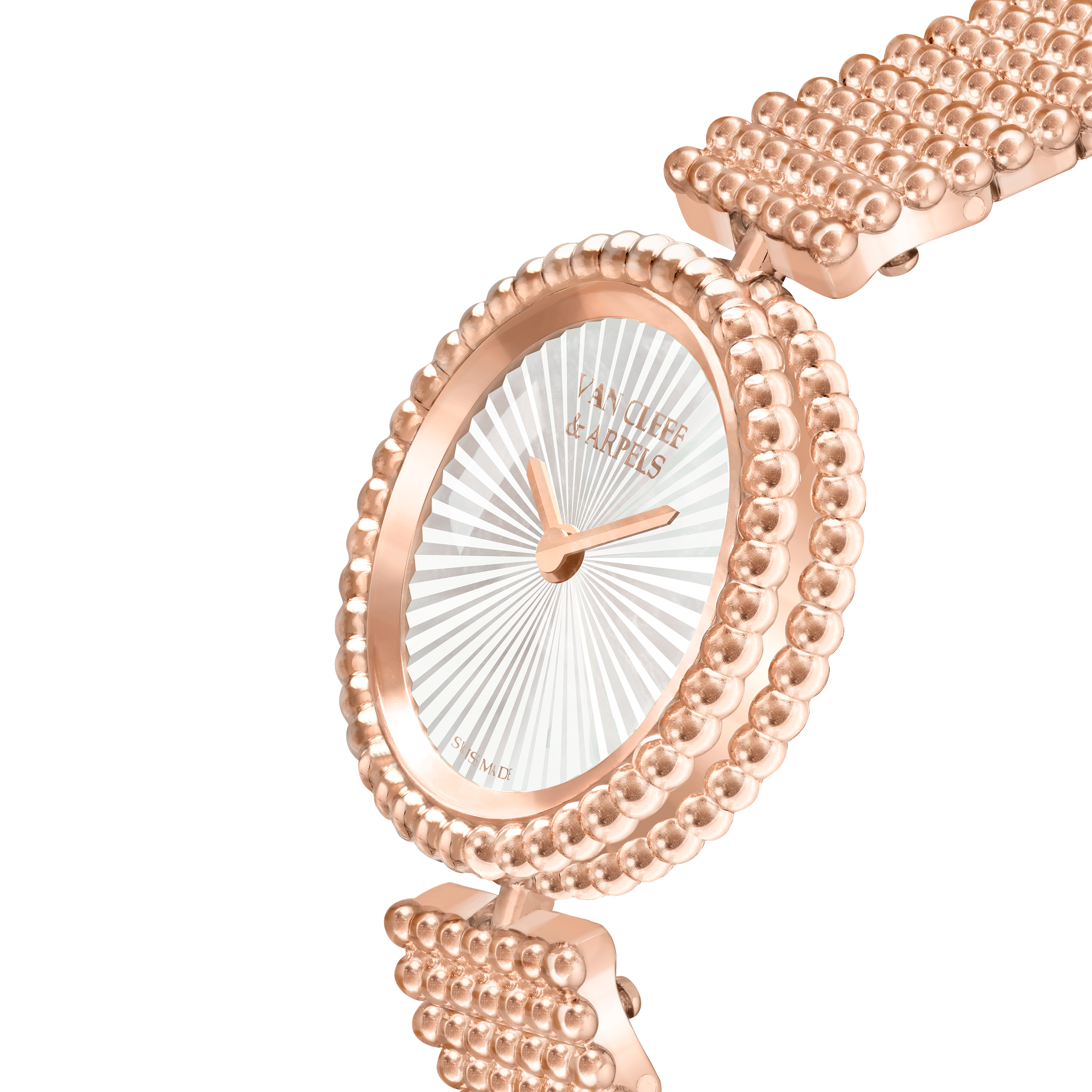 Perlée watch, 23 mm, 18K rose gold, Mother-of-pearl:  1 stone, Three Fourth, Watch - Van Cleef & Arpels