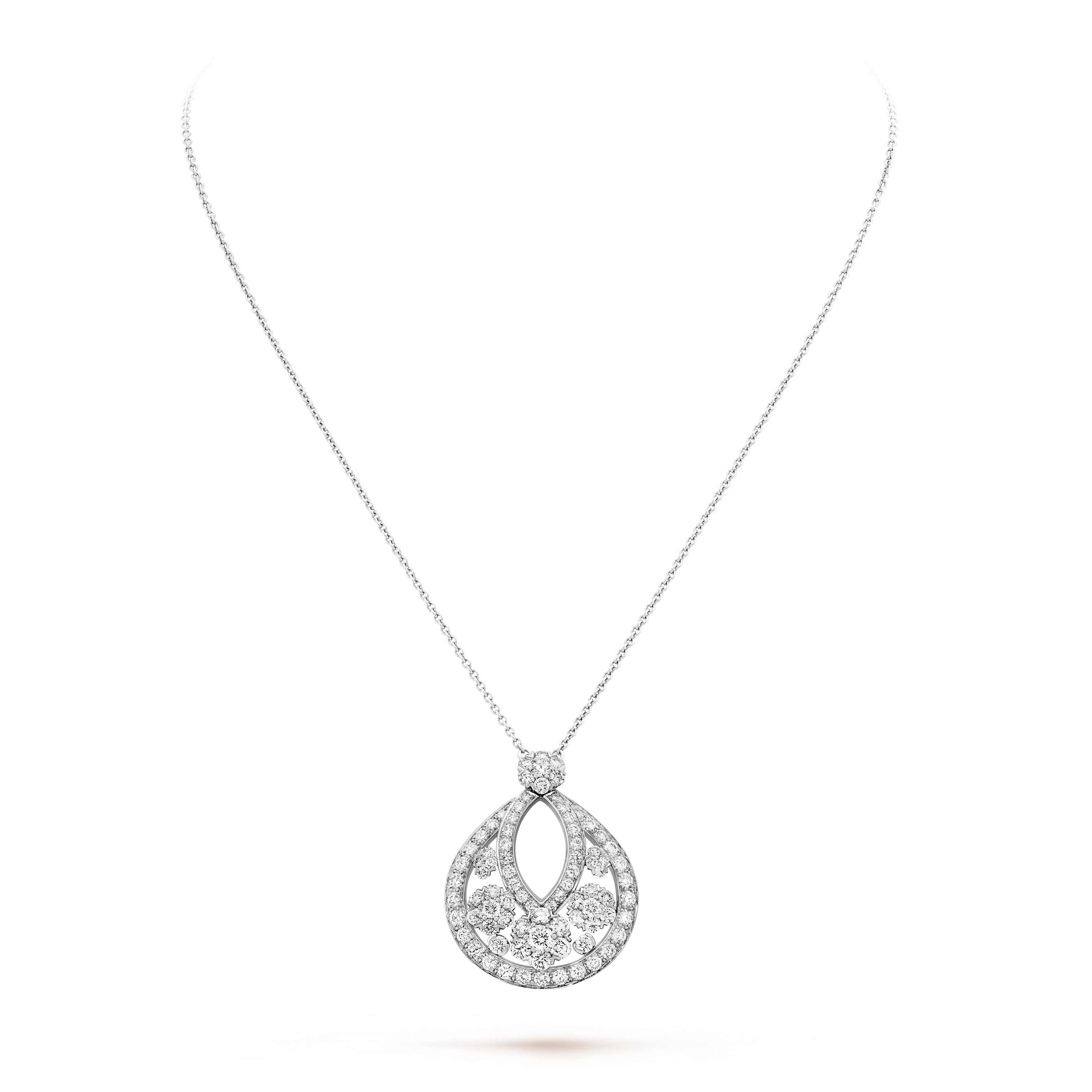 Snowflake吊坠，大号款式, 18K白金, 钻石:  85颗,  6.05 克拉, Front, High Jewelry Pendant_梵克雅宝_Van Cleef & Arpels