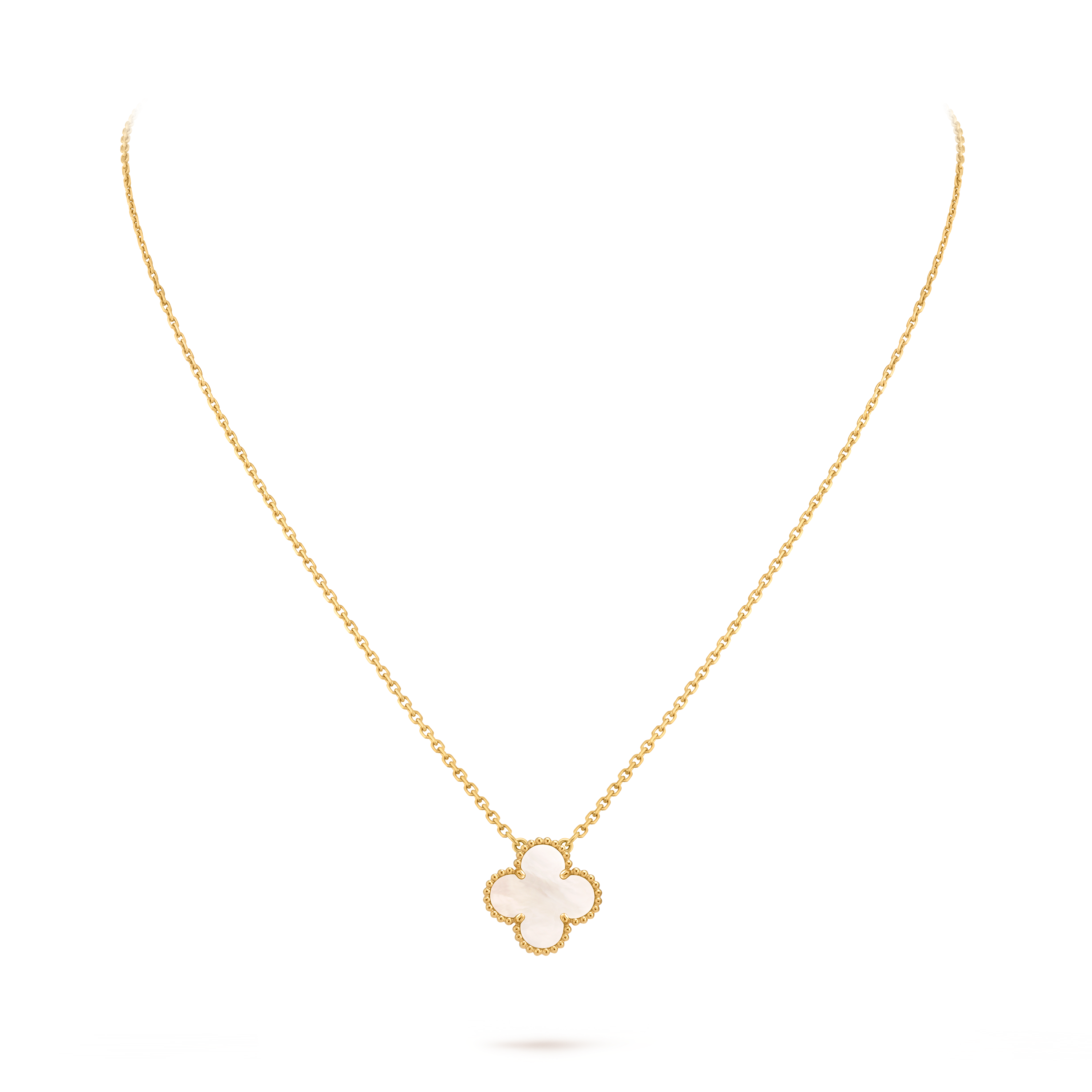 VanCleef&ArpelsヴィンテージアルハンブラペンダントMOP/WG Vintage Alhambra pendant 18K yellow gold, Mother-of-pearl