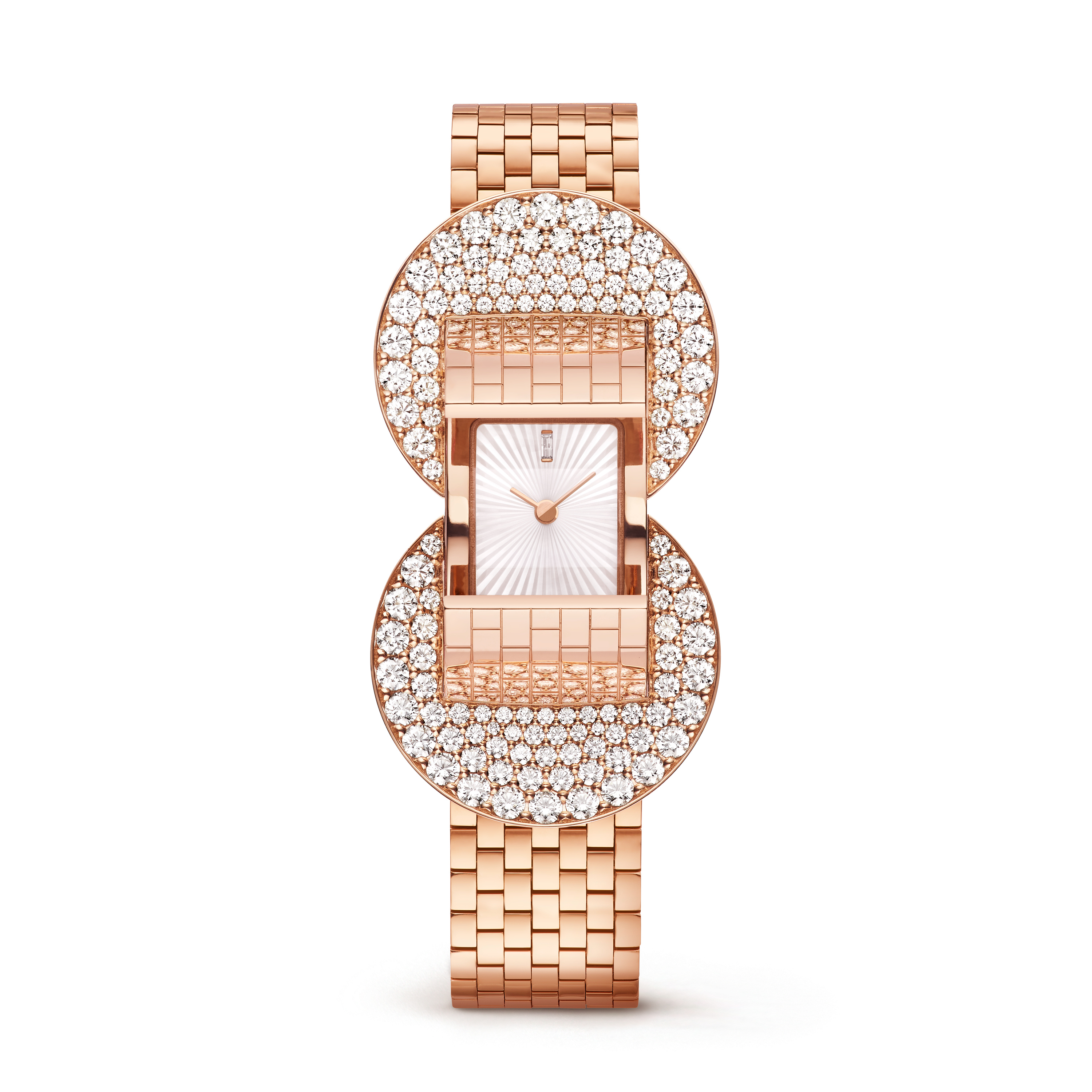 Ludo secret腕表, 18K玫瑰金, 珍珠母贝:  1 宝石, 钻石:  185颗,  4.98 克拉, Front, Watch_梵克雅宝_Van Cleef & Arpels