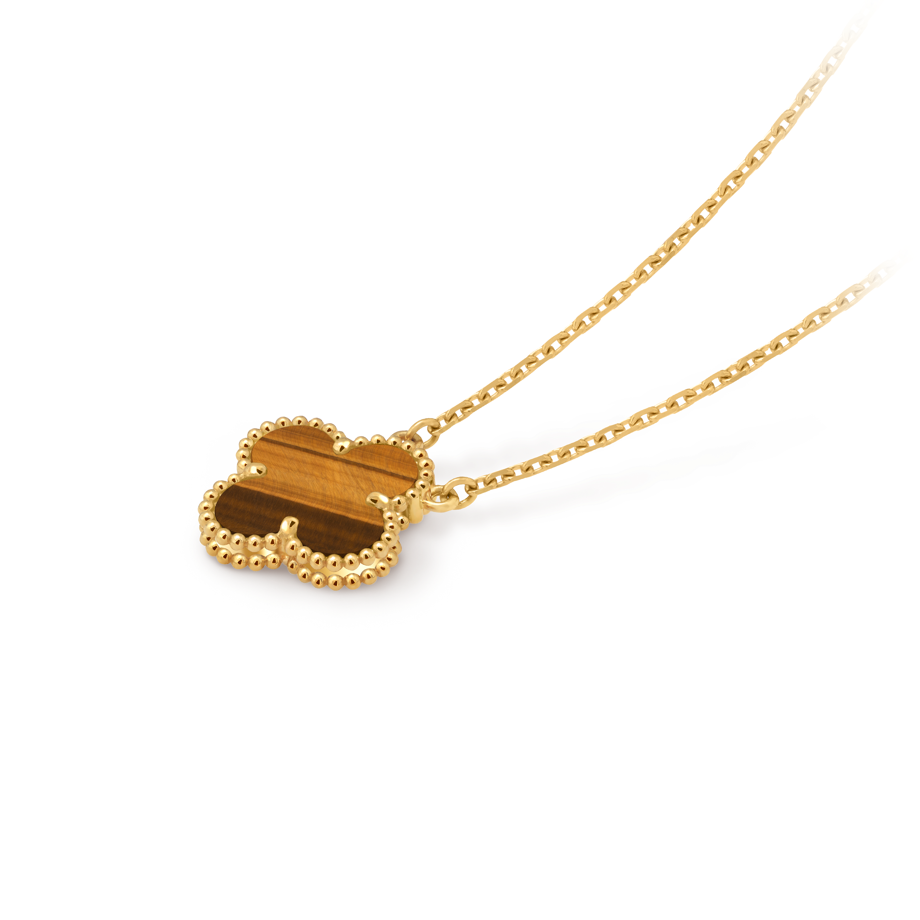 Vintage Alhambra吊坠, 18K黄金, 虎眼石:  1 宝石, Back, Jewelry Pendent_梵克雅宝_Van Cleef & Arpels