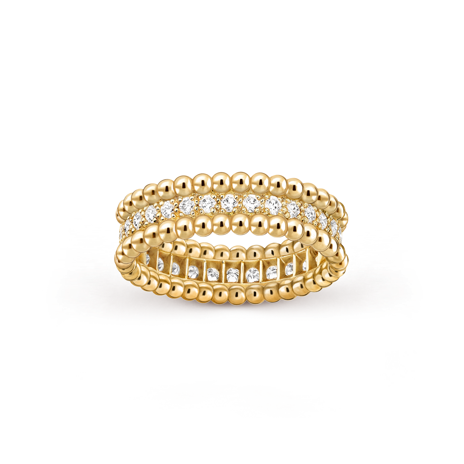 Perlée diamonds戒指，单排镶钻设计, 18K黄金, 钻石:  31颗,  0.53 克拉, Front, Jewelry Ring_梵克雅宝_Van Cleef & Arpels