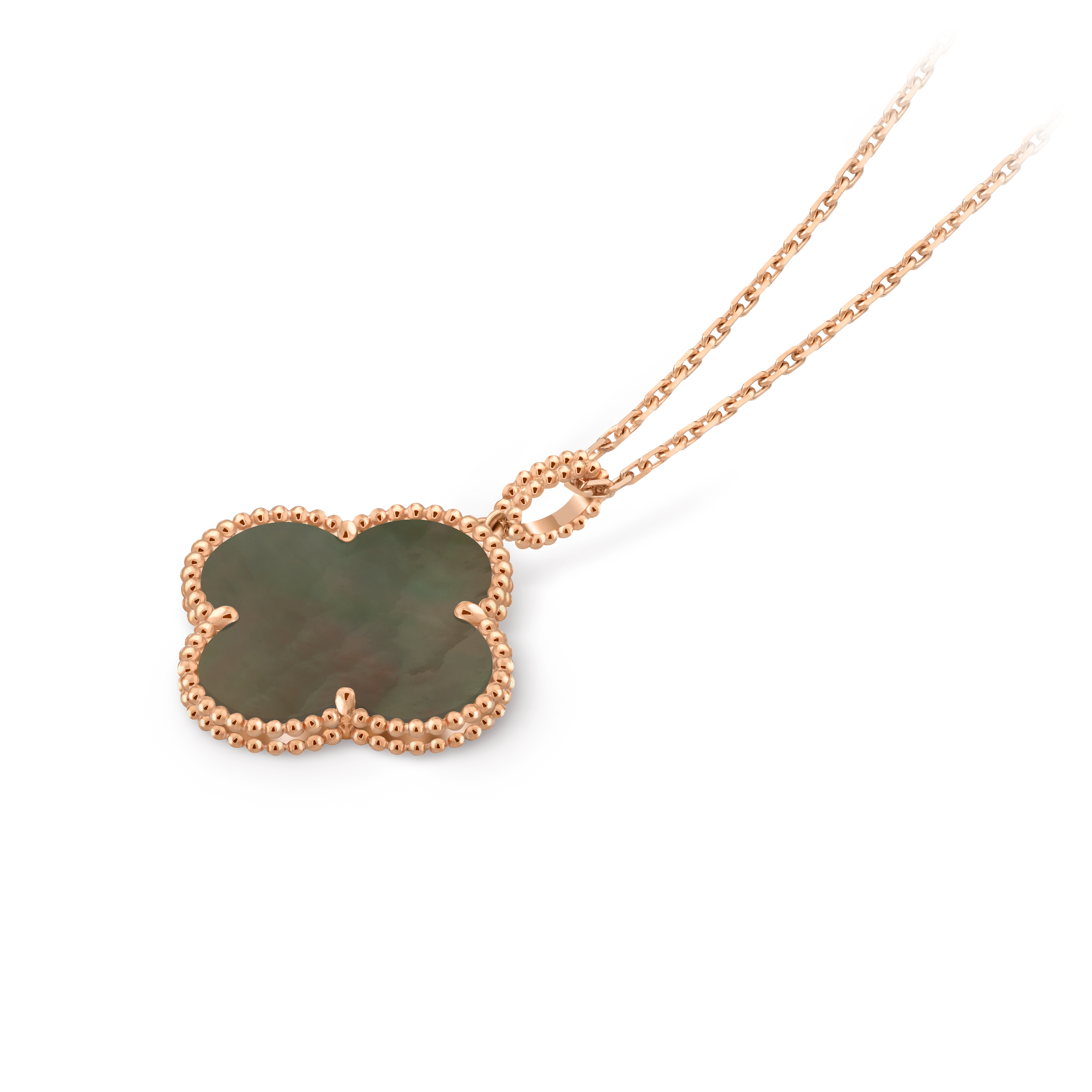Magic Alhambra长项链，1枚四叶幸运图案, 18K玫瑰金, 珍珠母贝:  1 宝石, Front, Jewelry Long Necklace_梵克雅宝_Van Cleef & Arpels