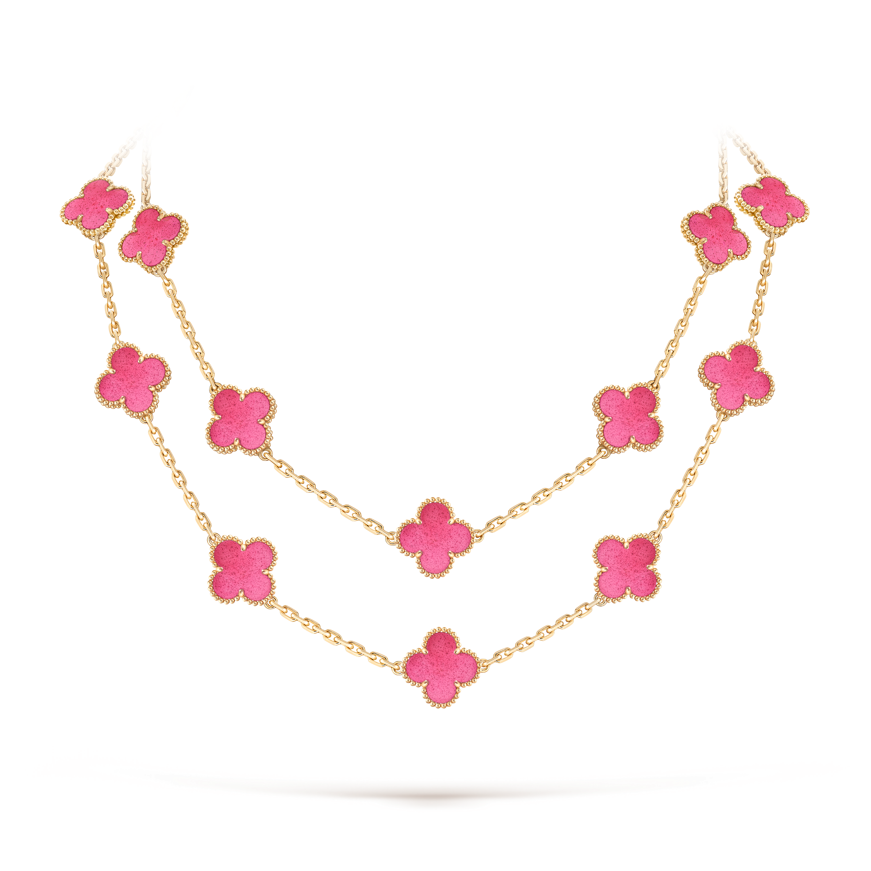 Vintage Alhambra长项链，20枚四叶幸运图案, 18K黄金, Detail, Jewelry Long Necklace_梵克雅宝_Van Cleef & Arpels
