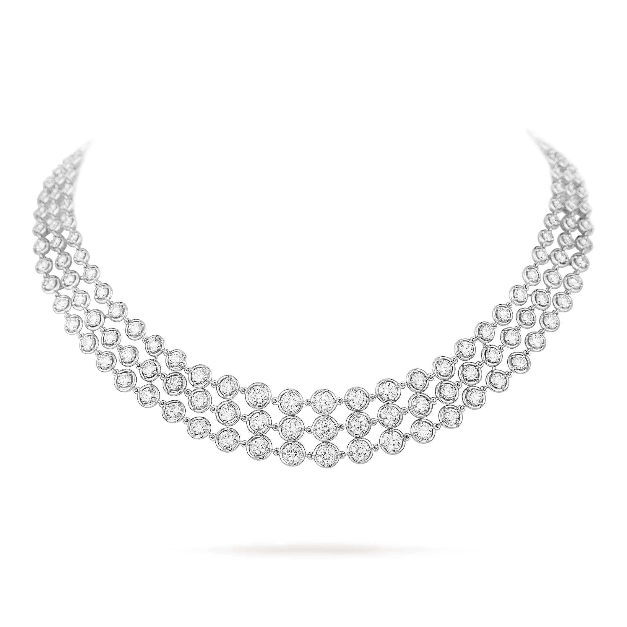 Palmyre necklace, 18K white gold, Diamond:  189 stones,  17.89 carats, On Stand, High Jewelry Necklace - Van Cleef & Arpels