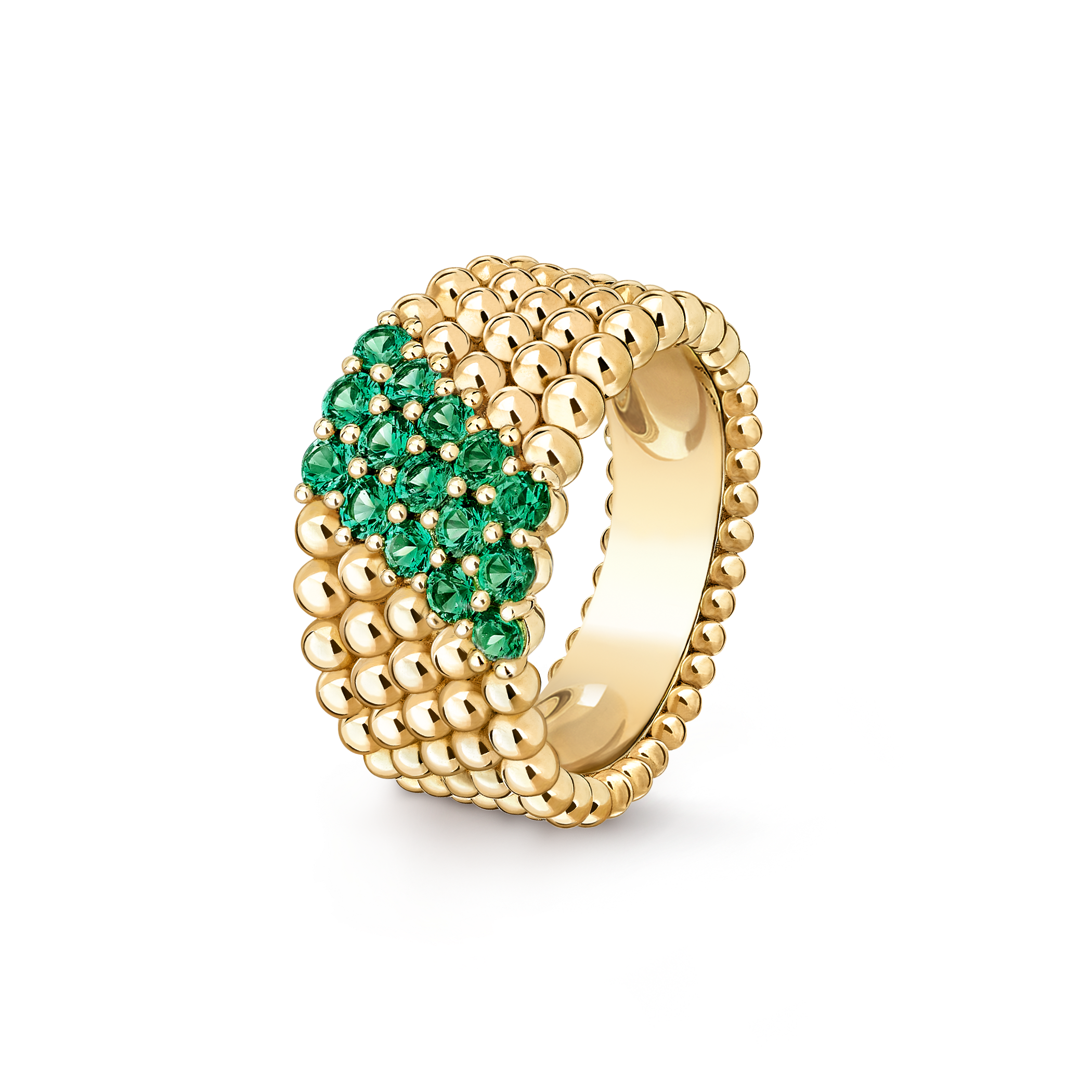Perlée couleurs ring, 5 rows 18K yellow gold, Sapphire- Van