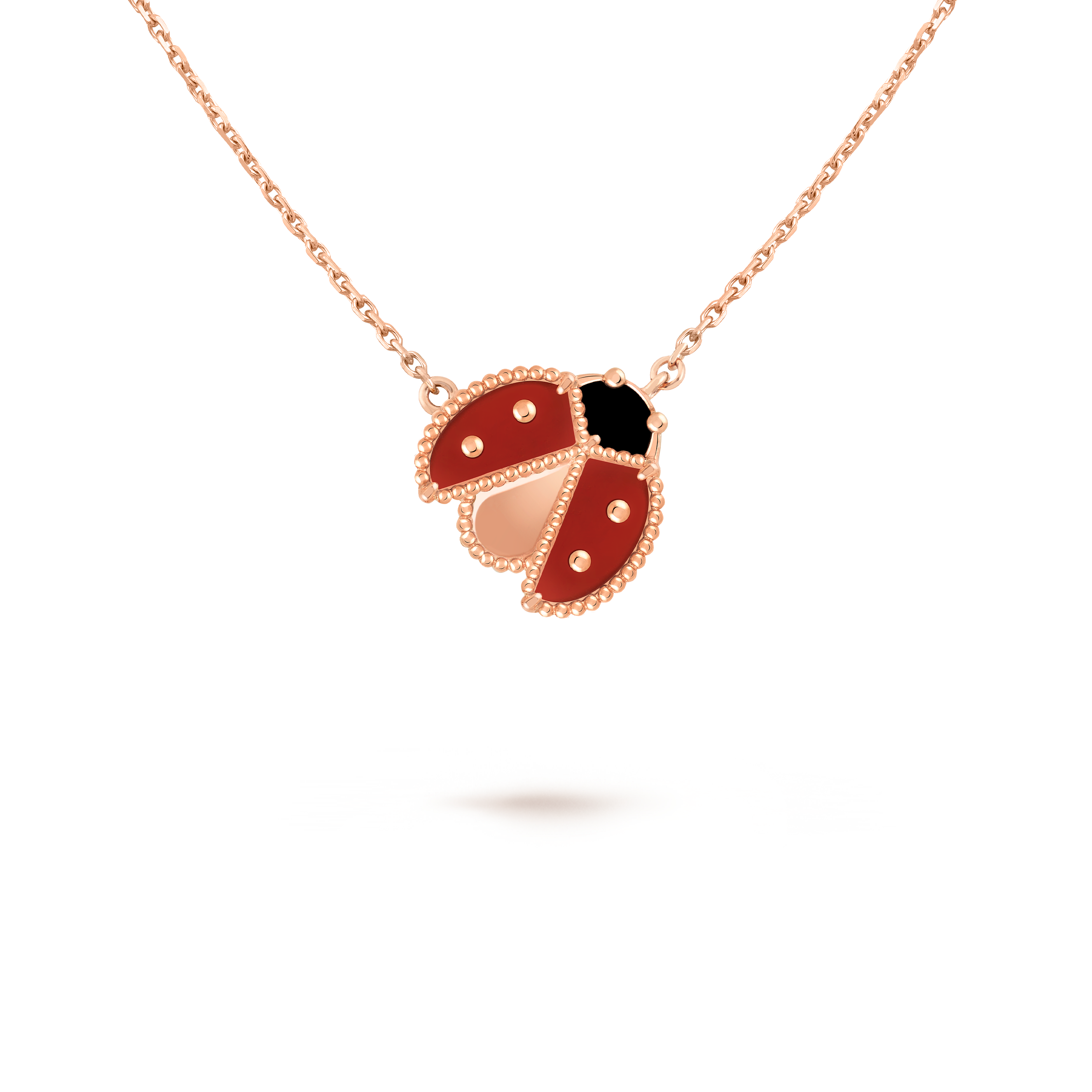 Lucky Spring吊坠，张开翅膀的瓢虫18K玫瑰金, 红玉髓, 缟玛瑙_梵克雅宝_Van Cleef & Arpels