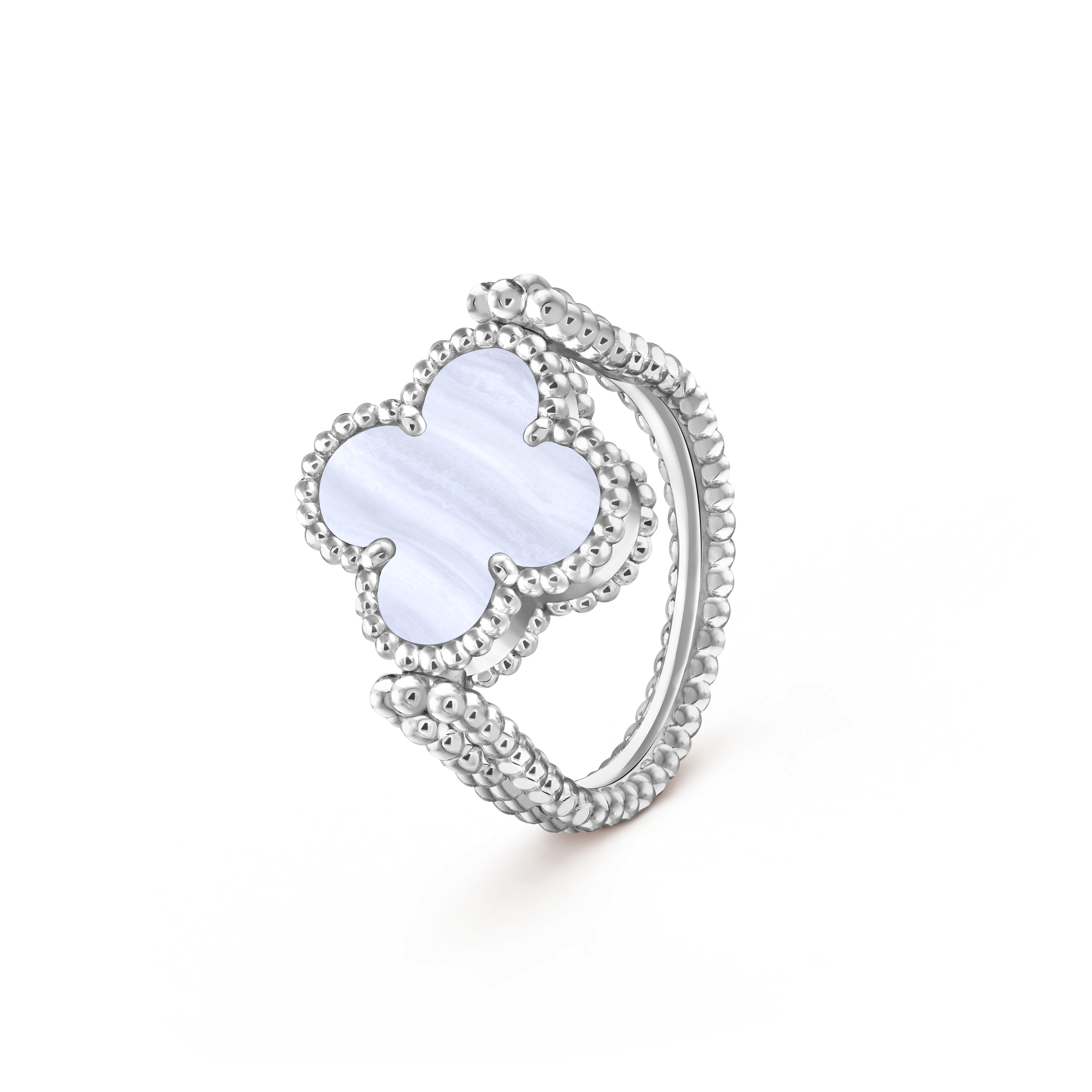 Vintage Alhambra可翻转戒指, 18K白金, 玉髓:  1 宝石, 钻石:  1 宝石,  0.04 克拉, Three Fourth, Jewelry Ring_梵克雅宝_Van Cleef & Arpels