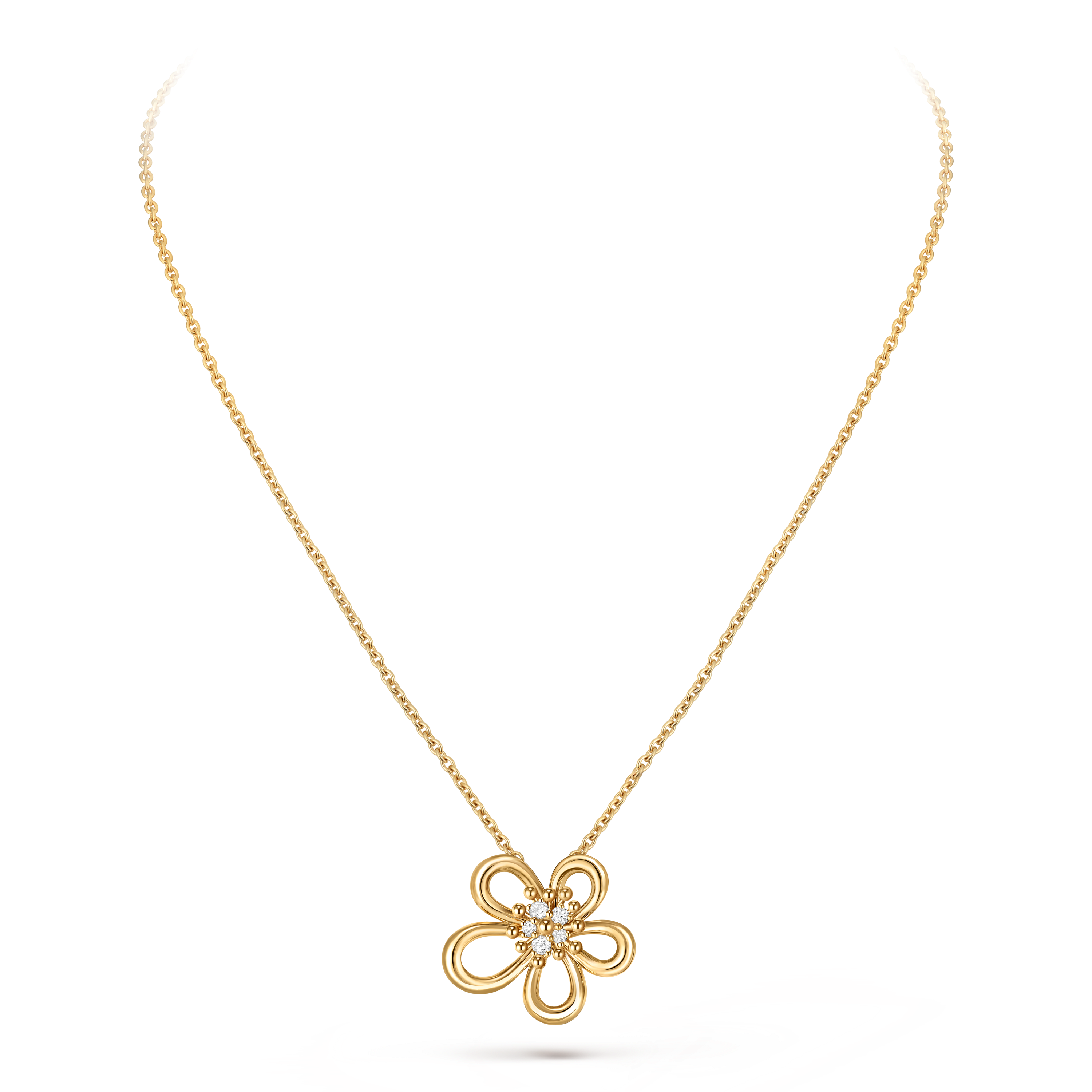 Flowerlace吊坠, 18K黄金, 钻石:  5颗,  0.25 克拉, Back, Jewelry Pendent_梵克雅宝_Van Cleef & Arpels