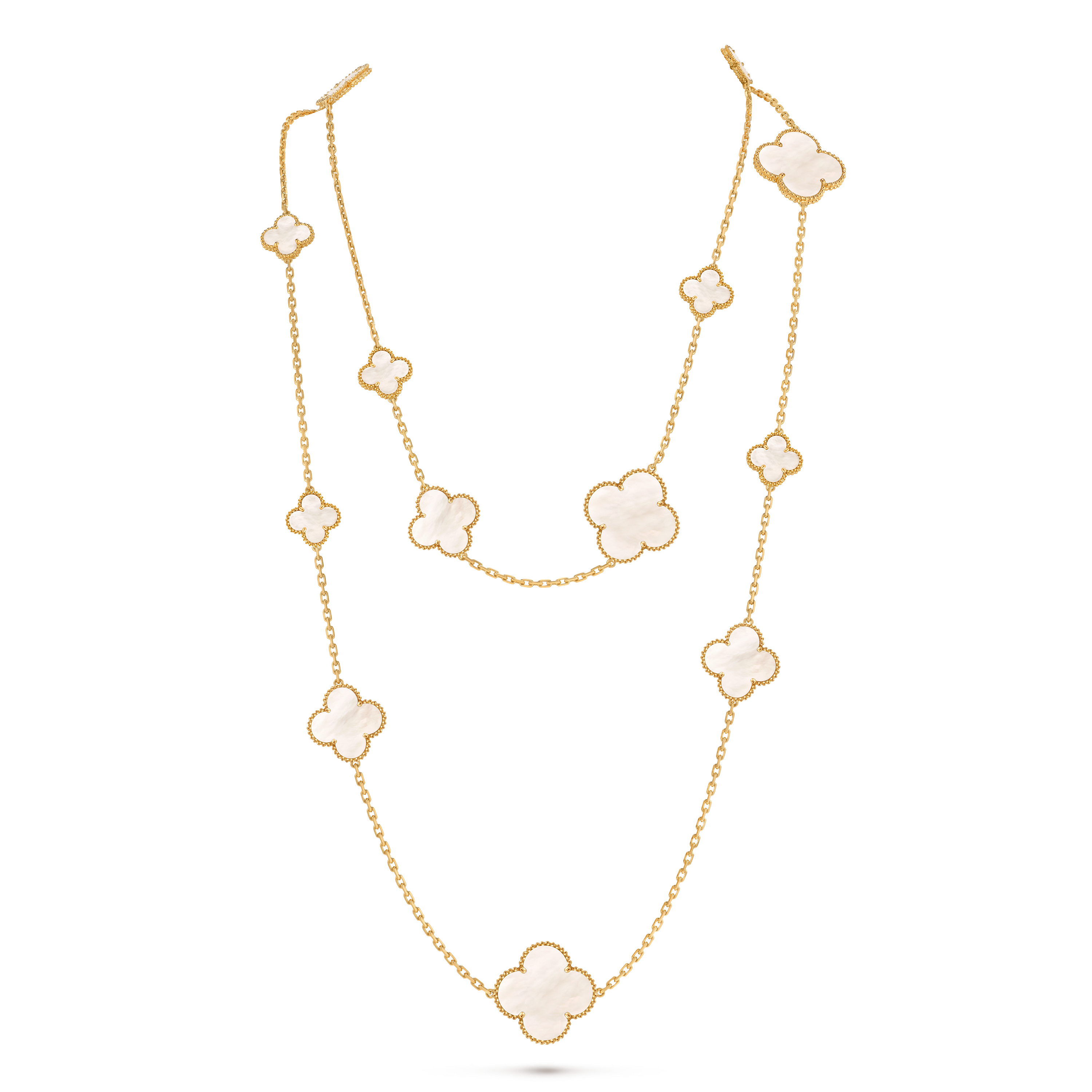 Magic Alhambra长项链，16图案, 18K黄金, 珍珠母贝:  16颗, Detail, Jewelry Long Necklace_梵克雅宝_Van Cleef & Arpels