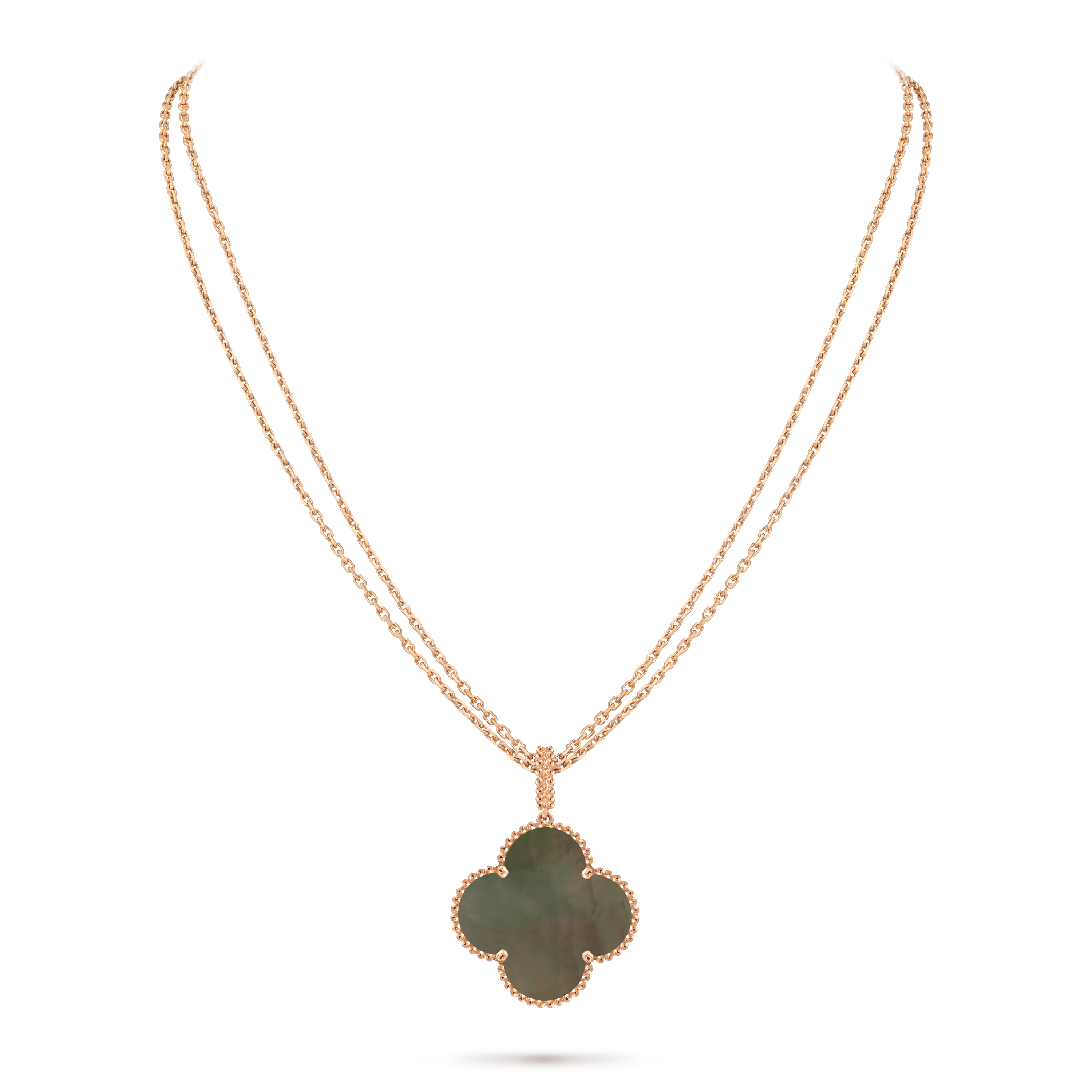 Magic Alhambra长项链，1枚四叶幸运图案, 18K玫瑰金, 珍珠母贝:  1 宝石, Detail, Jewelry Long Necklace_梵克雅宝_Van Cleef & Arpels