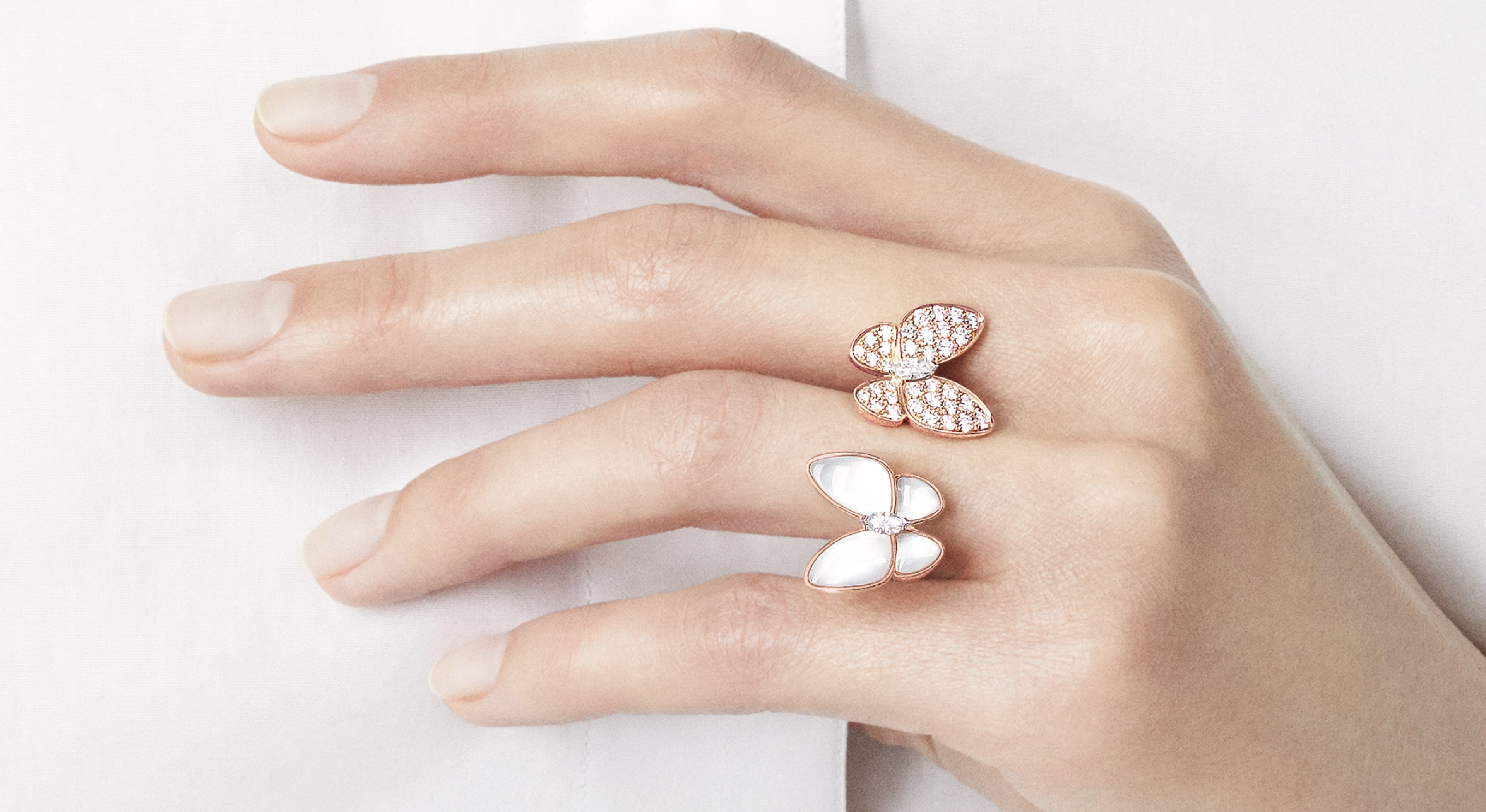 Fauna collection, ring, rose gold, diamonds and mother of pearl, Van Cleef & Arpels
