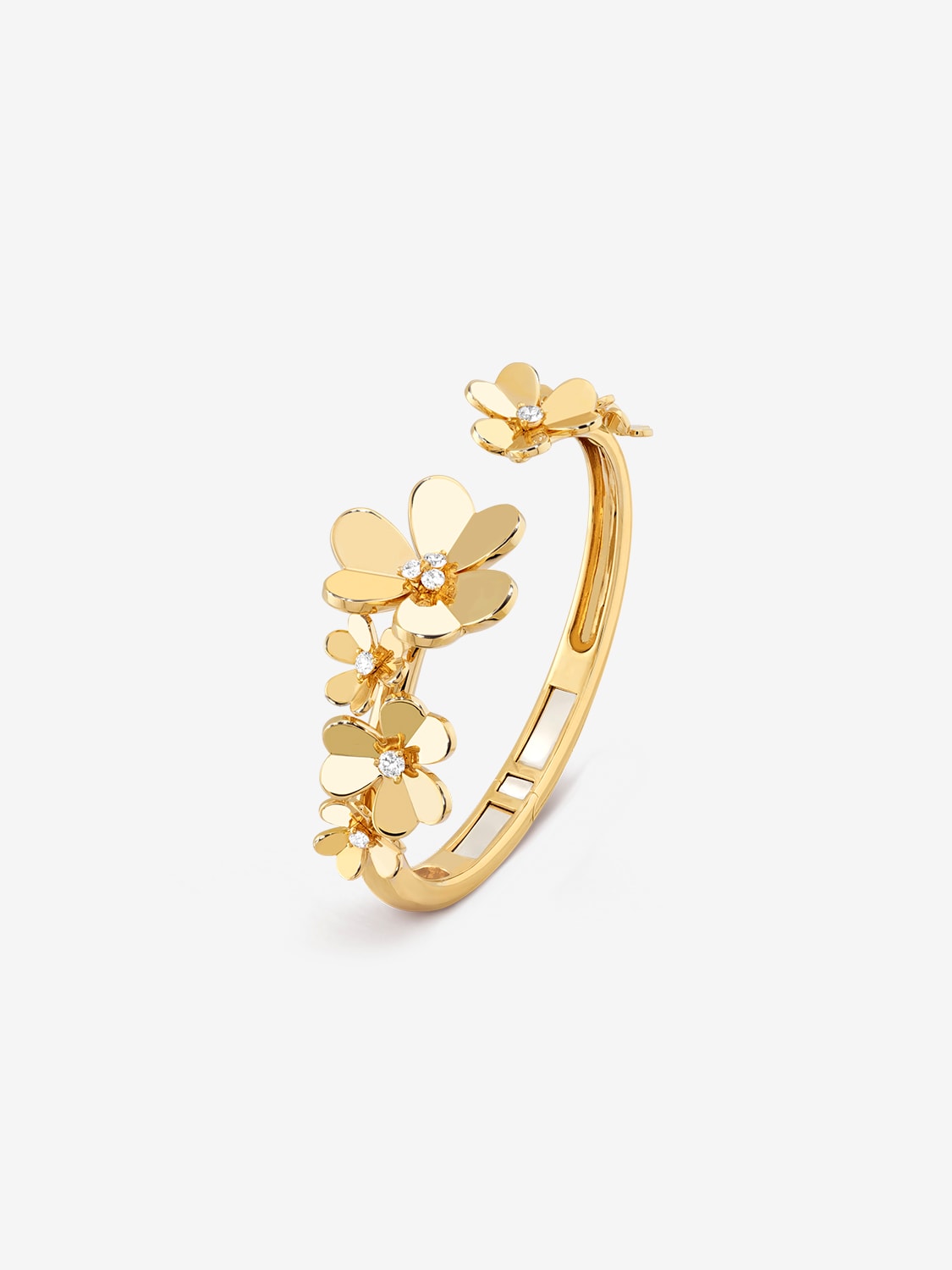 Frivole bracelet, 7 flowers, 18K yellow gold, diamond, Frivole collection, Van Cleef & Arpels