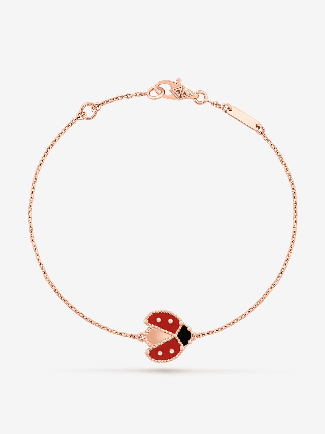 Lucky Spring bracelet, open wings ladybug, 18K rose gold, carnelian, onyx, craftsmanship, Lucky Spring collection, Van Cleef & Arpels