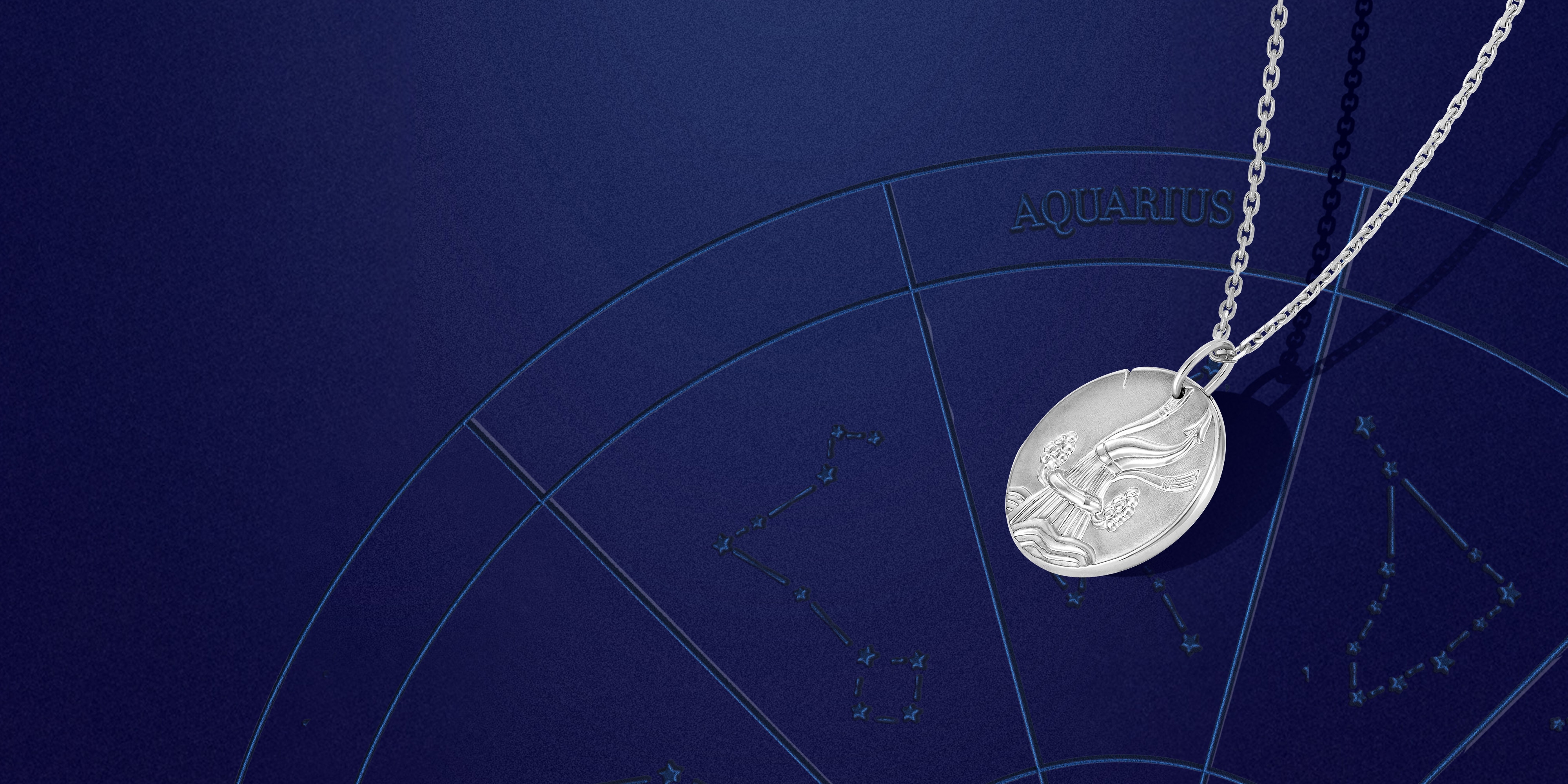 Zodiaque medal Aquarii (Aquarius), rhodium plated 18K white gold., Zodiaque collection, Van Cleef & Arpels
