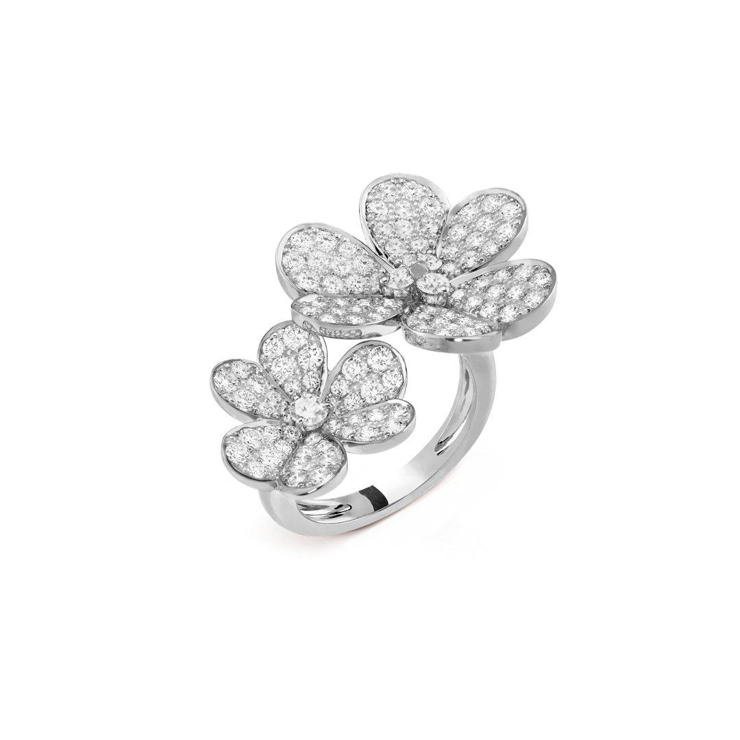 Frivole Between the Finger ring, rhodium plated 18K white gold, diamonds. Frivole collection, Van Cleef & Arpels.