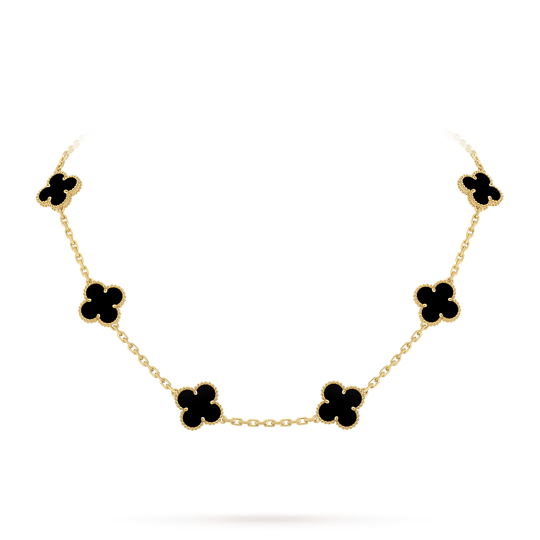 Vintage Alhambra吊坠，镀铑白K金，白色珍珠母贝。Alhambra四叶幸运系列，Van Cleef & Arpels梵克雅宝。