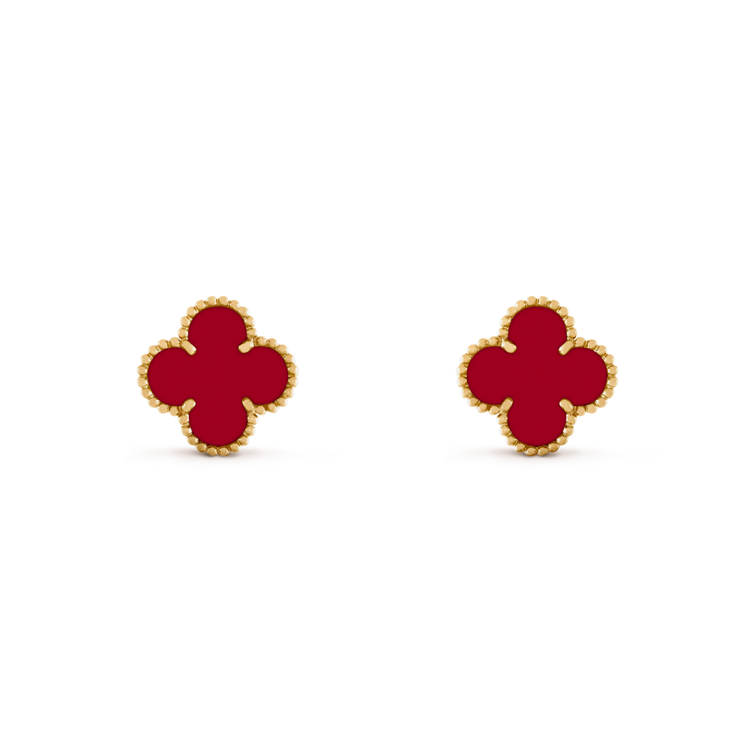 Vintage Alhambra earrings, 18K yellow gold, carnelian. Alhambra collection, Van Cleef & Arpels.