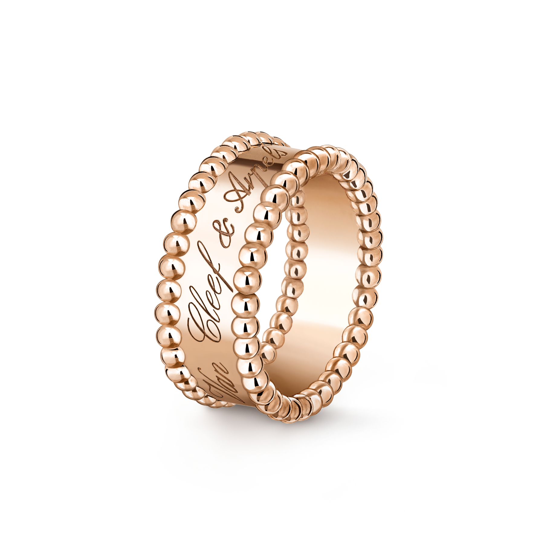 Perlée signature戒指，玫瑰金。Perlée系列，Van Cleef & Arpels梵克雅宝。