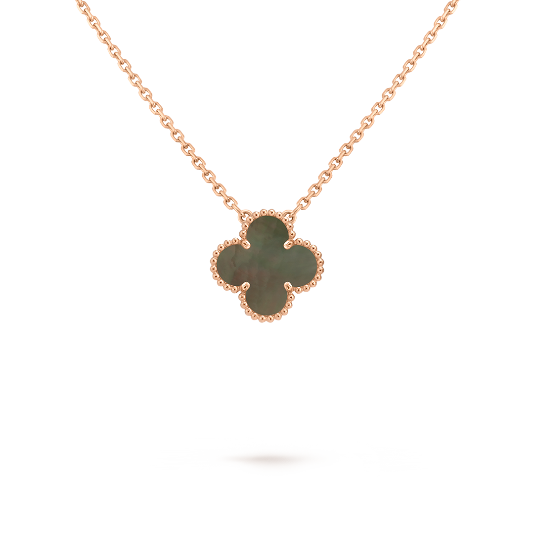 Vintage Alhambra吊坠，玫瑰金，灰色珍珠母贝。Alhambra四叶幸运系列，Van Cleef & Arpels梵克雅宝。