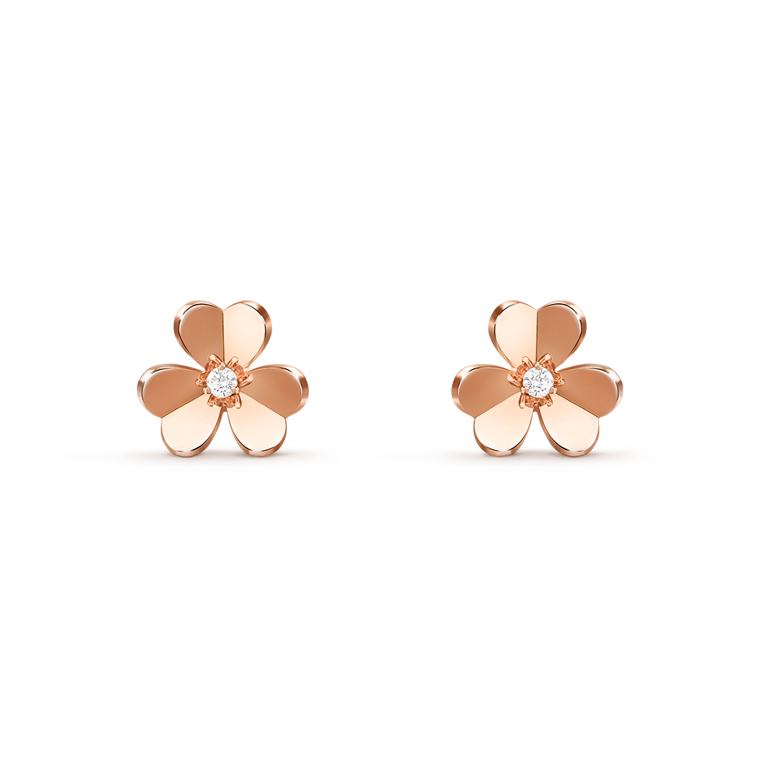 Frivole耳环，小号款式，玫瑰金，钻石。Frivole系列，Van Cleef & Arpels梵克雅宝。