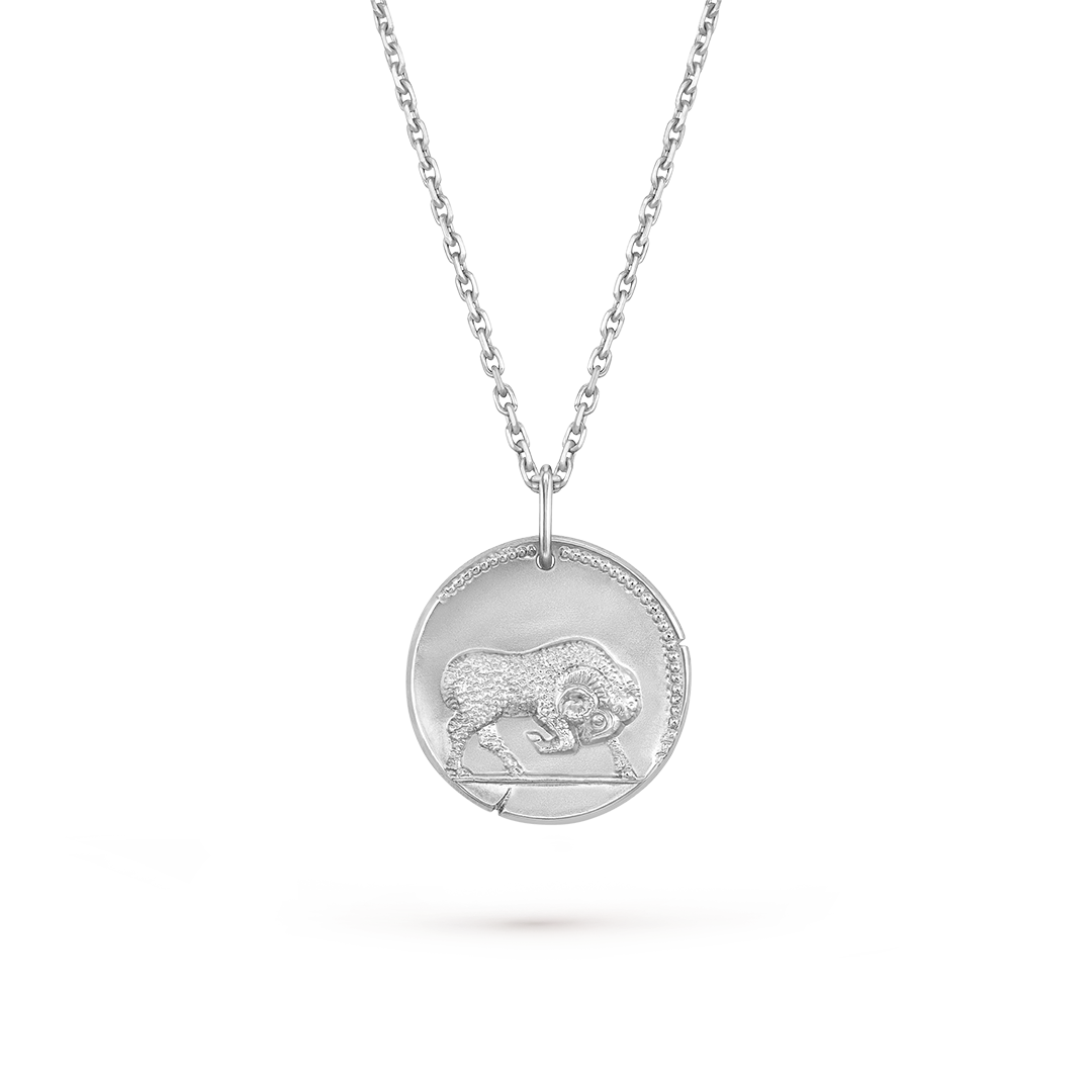 Zodiaque Arietis （白羊座）吊坠，镀铑白K金。Zodiaque系列，Van Cleef & Arpels梵克雅宝。