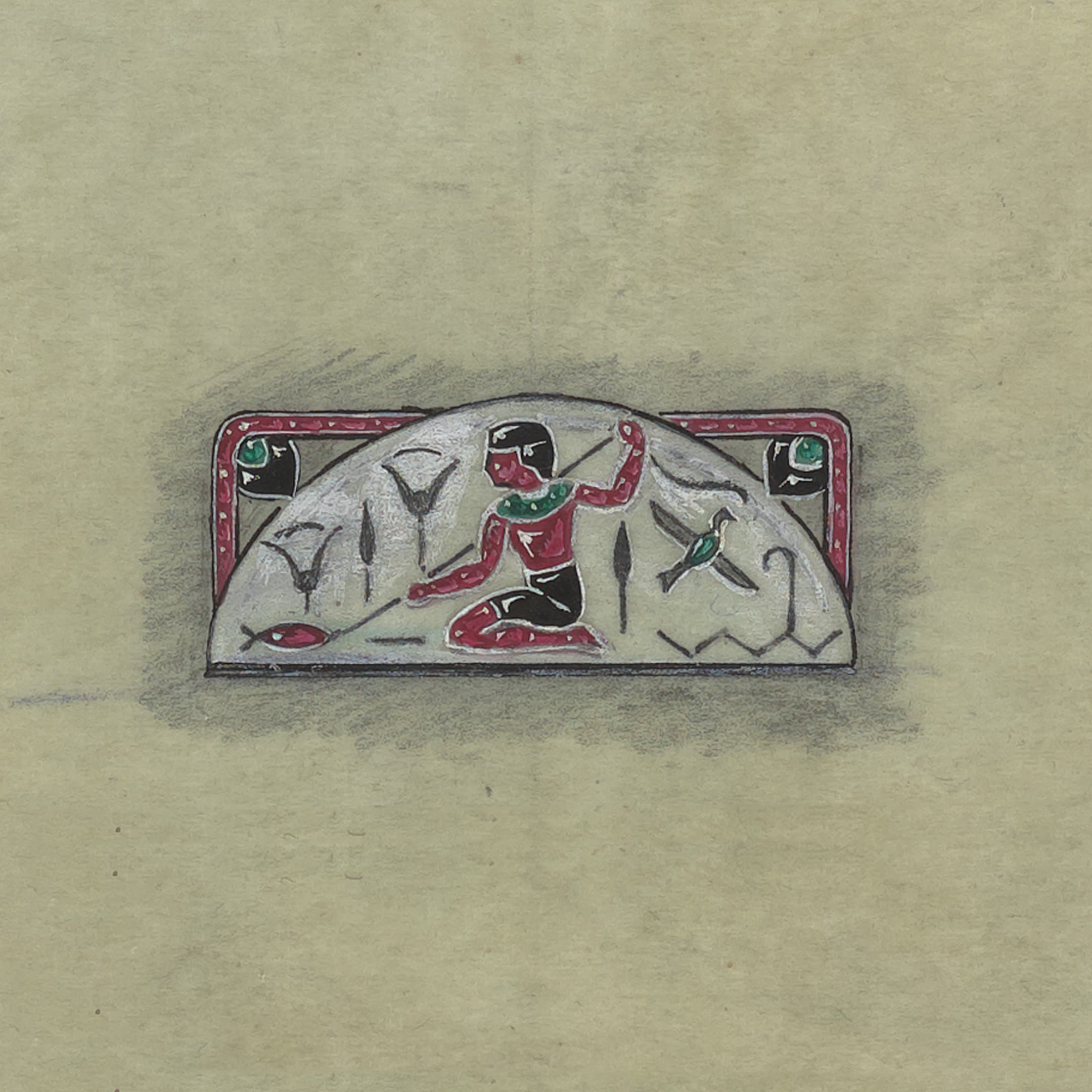 Egyptian Pattern brooch design, circa 1925. Van Cleef & Arpels Archives