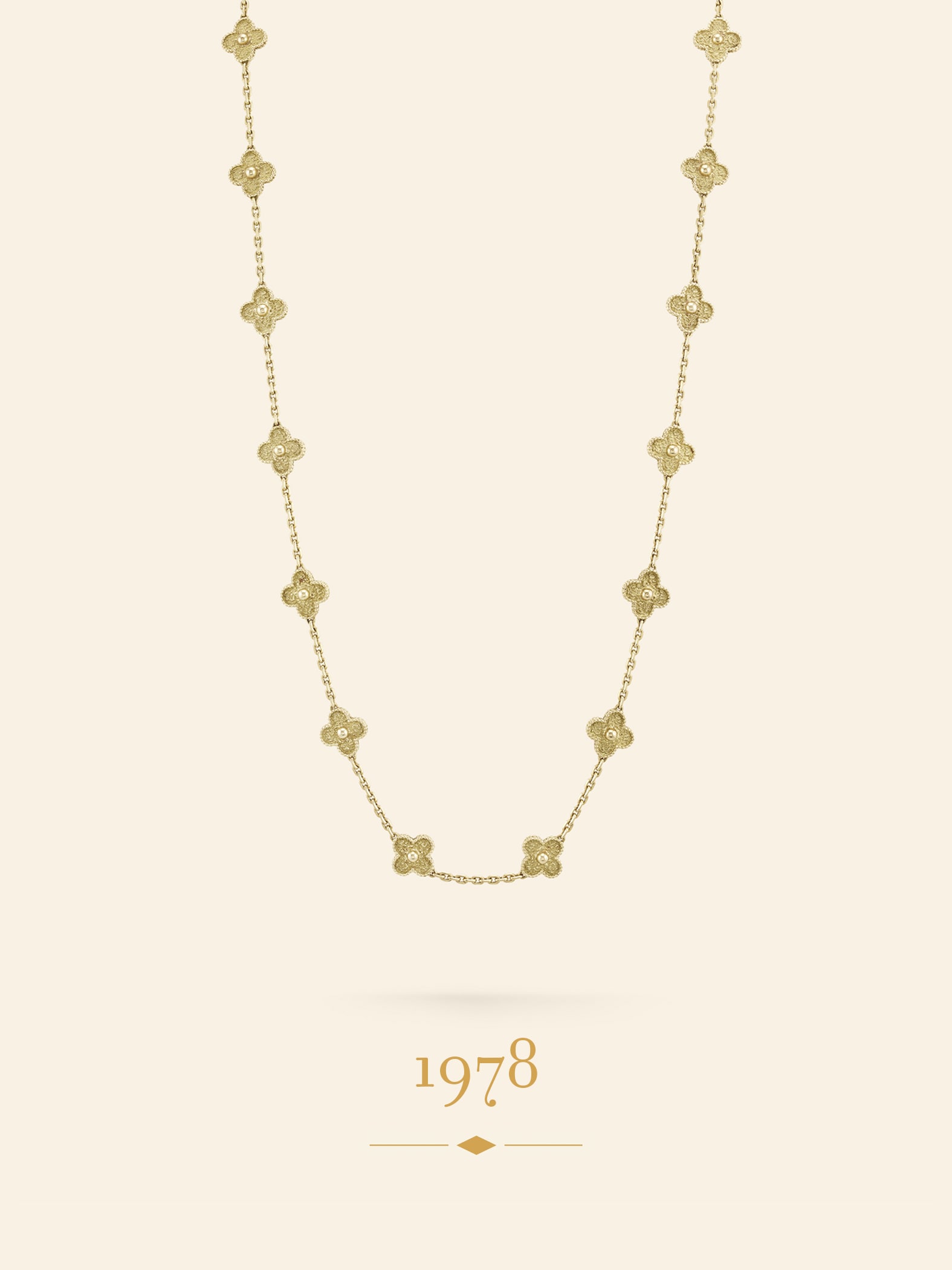 Alhambra long necklace, 1978. 18K yellow gold. Van Cleef & Arpels Collection.