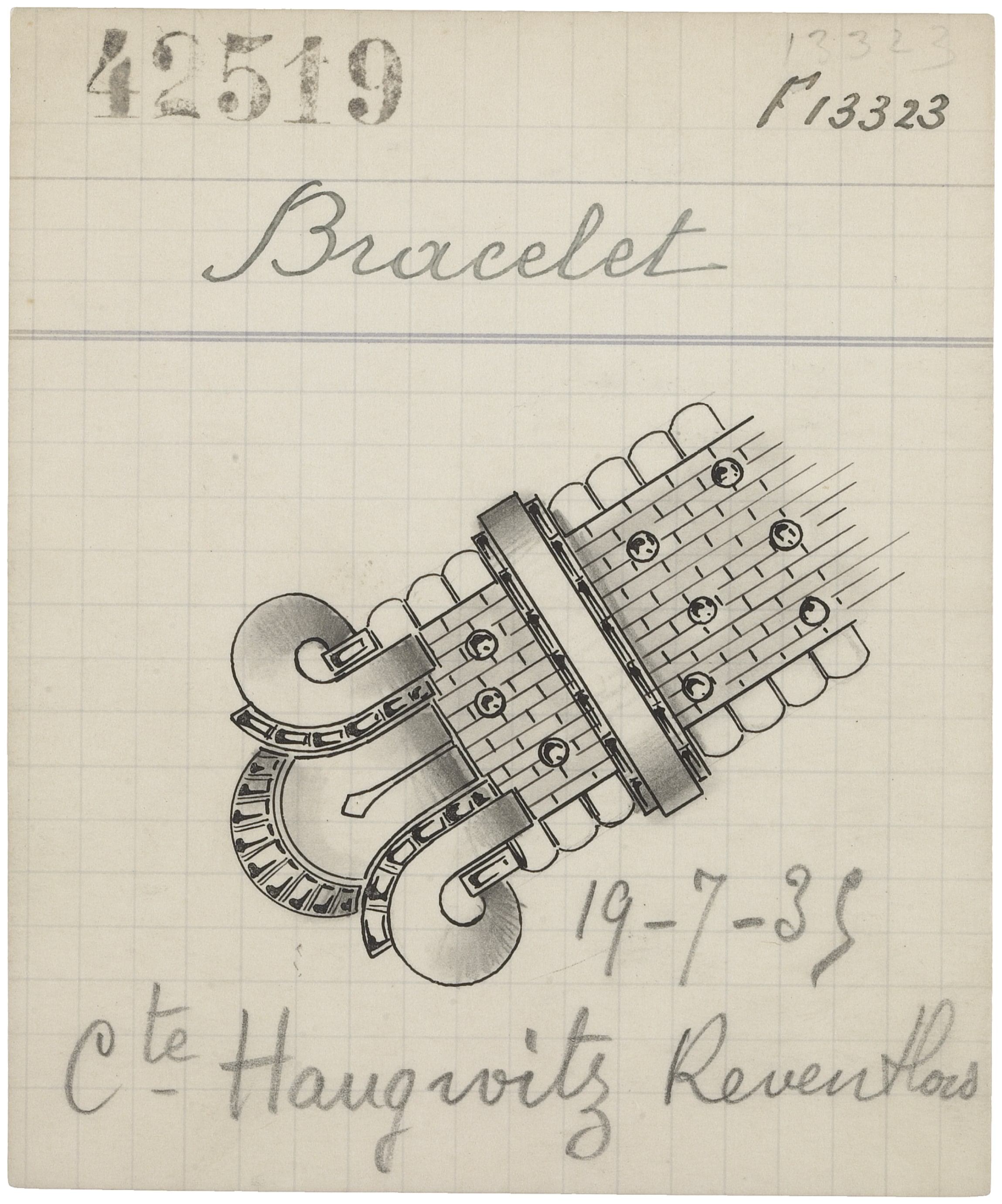 Product card of a Ludo bracelet 1935, Van Cleef & Arpels Archives