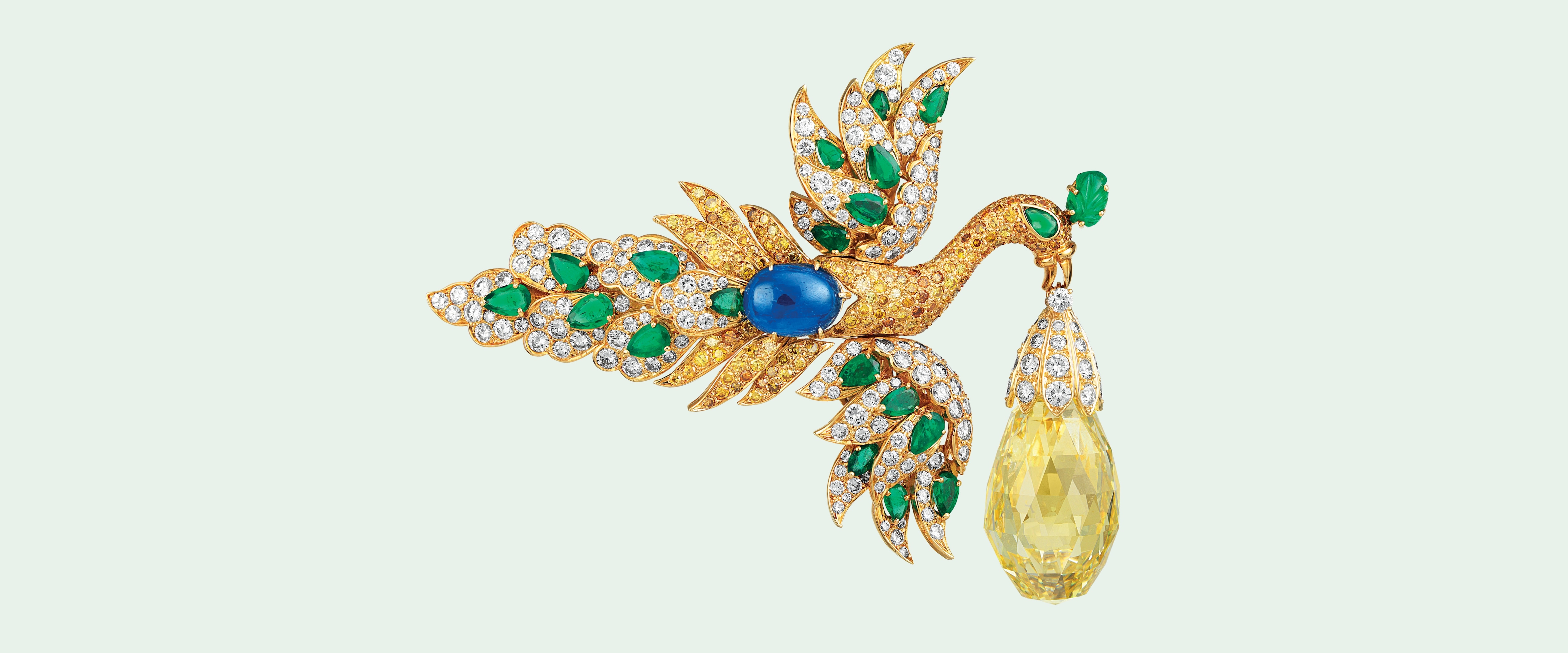 Bird clip and Walska pendant, 1971-1972, Van Cleef & Arpels Collection