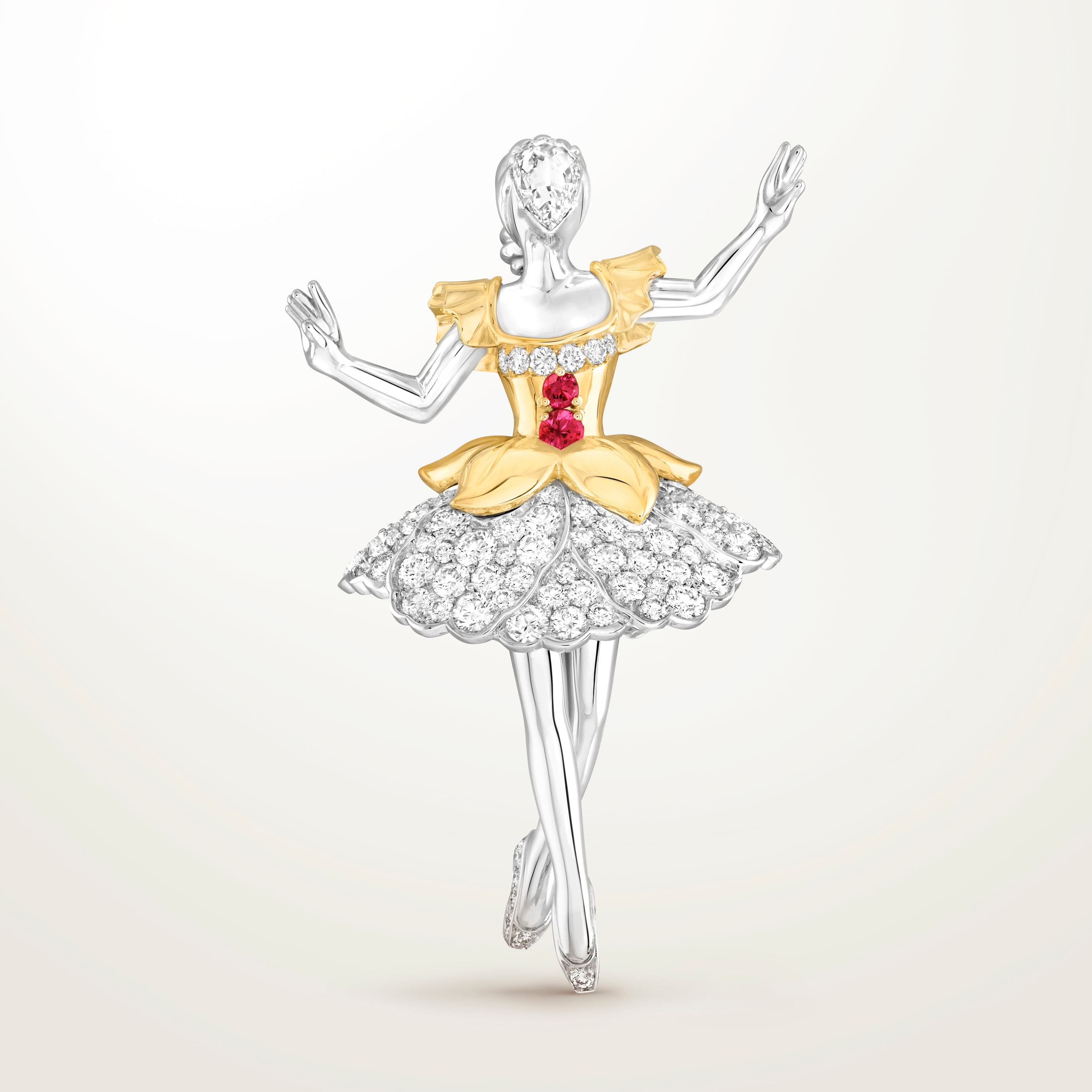 Spectre de la rose ballerina clip. White gold, yellow gold, pink sapphires, diamonds. Signature collections, Van Cleef & Arpels.