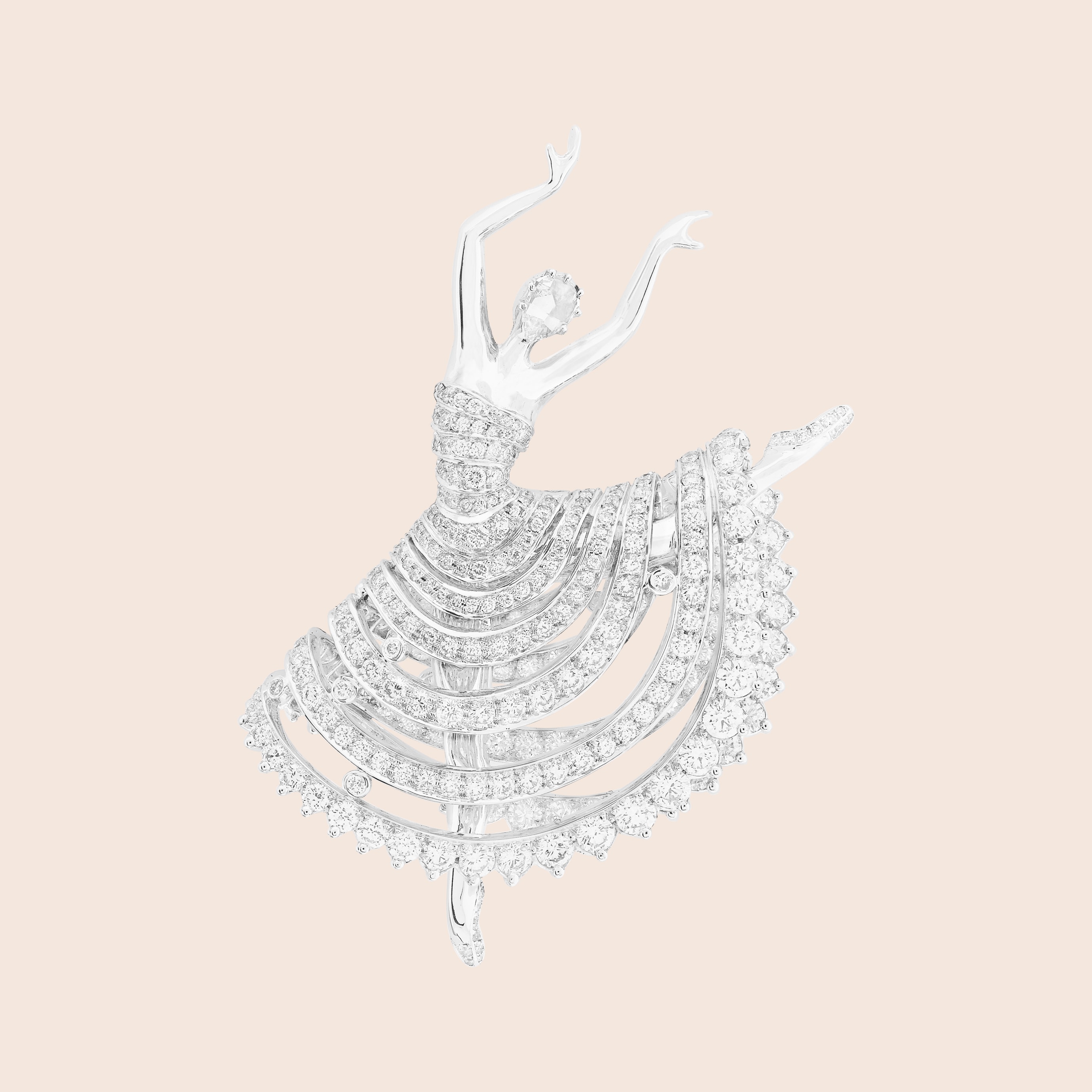 Lida ballerina胸针,白K金,圆形及梨形钻石,Ballet Précieux™系列,Van Cleef & Arpels梵克雅宝