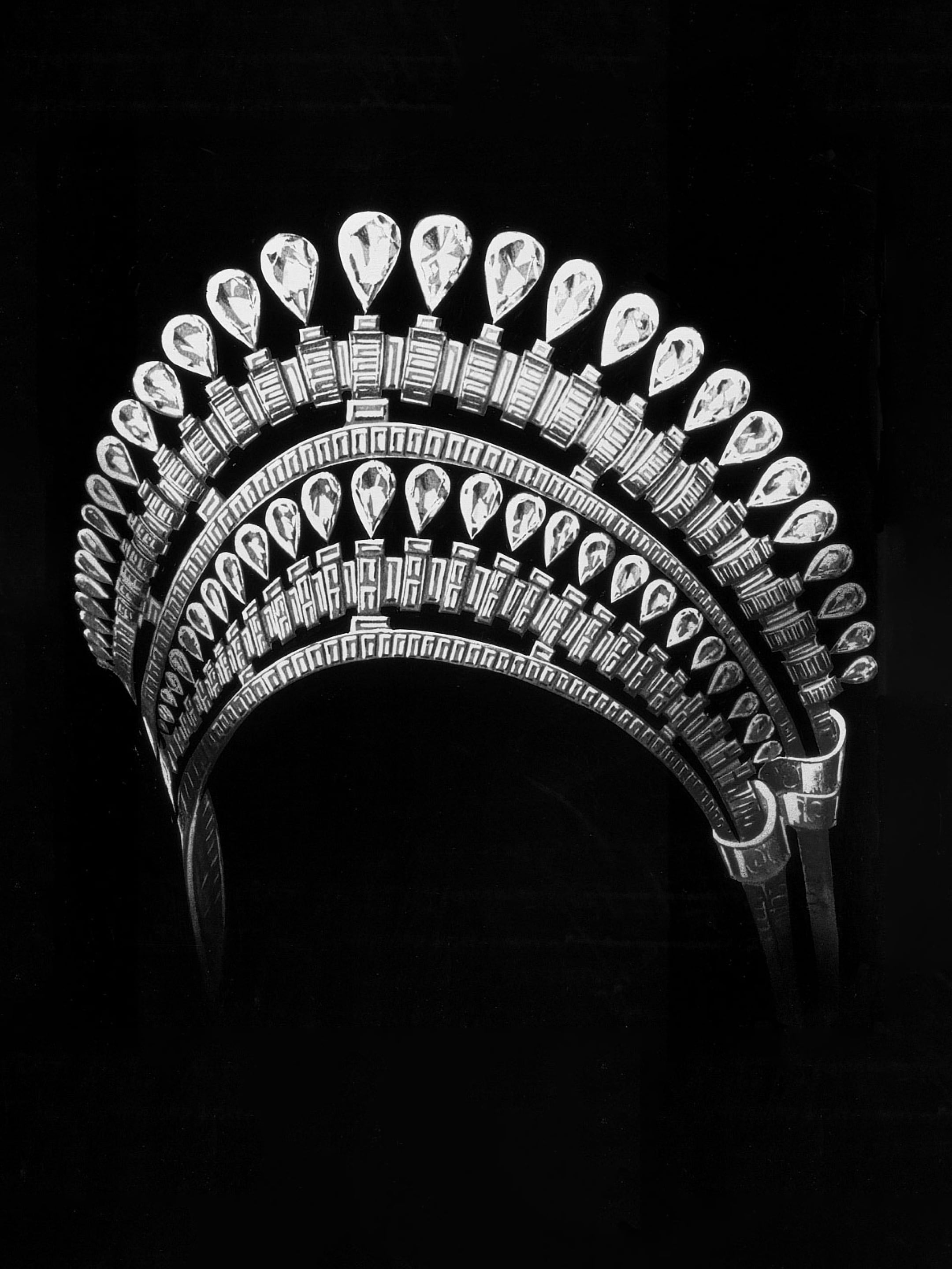 埃及法丝亚（Fawzia）公主殿下婚礼时佩戴的项链的手稿，约1939年，Van Cleef & Arpels梵克雅宝档案