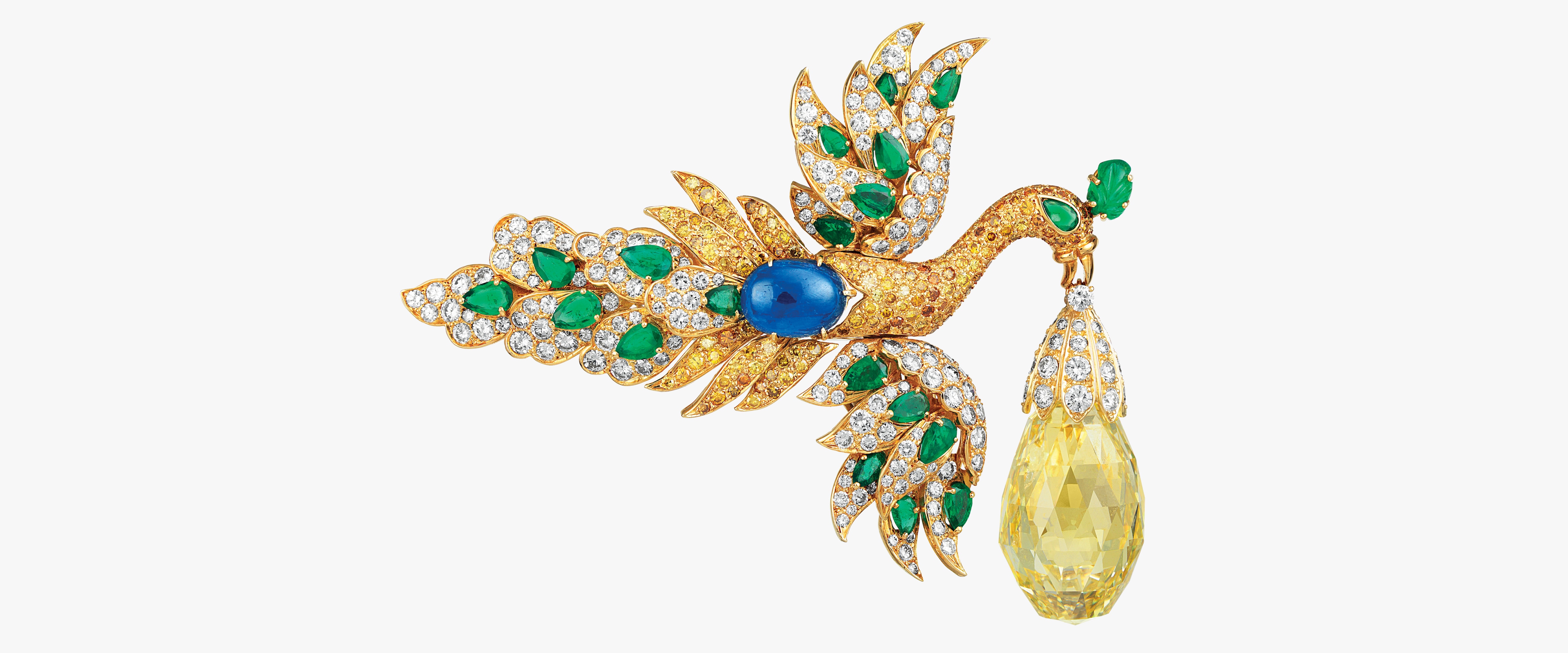 Bird胸针与Walska吊坠，1971-1972，Van Cleef & Arpels梵克雅宝典藏， Patrick Gries © Van Cleef & Arpels SA