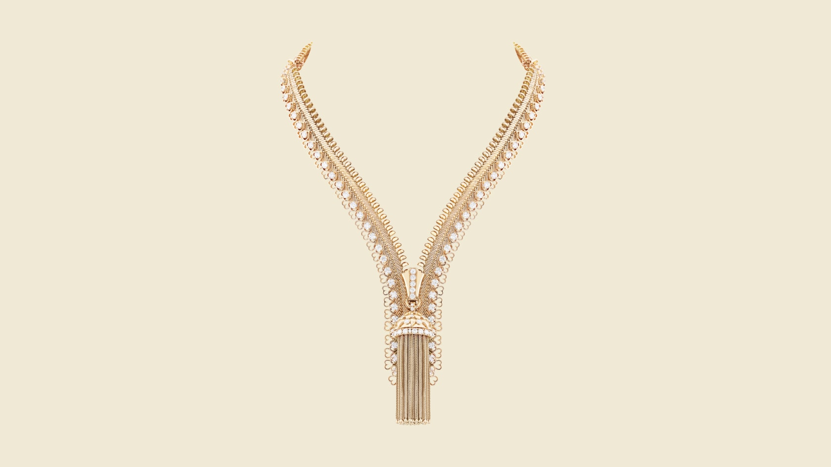 Zip Antique Cœurs necklace transformable into a bracelet, Yellow gold, diamonds, Van Cleef & Arpels