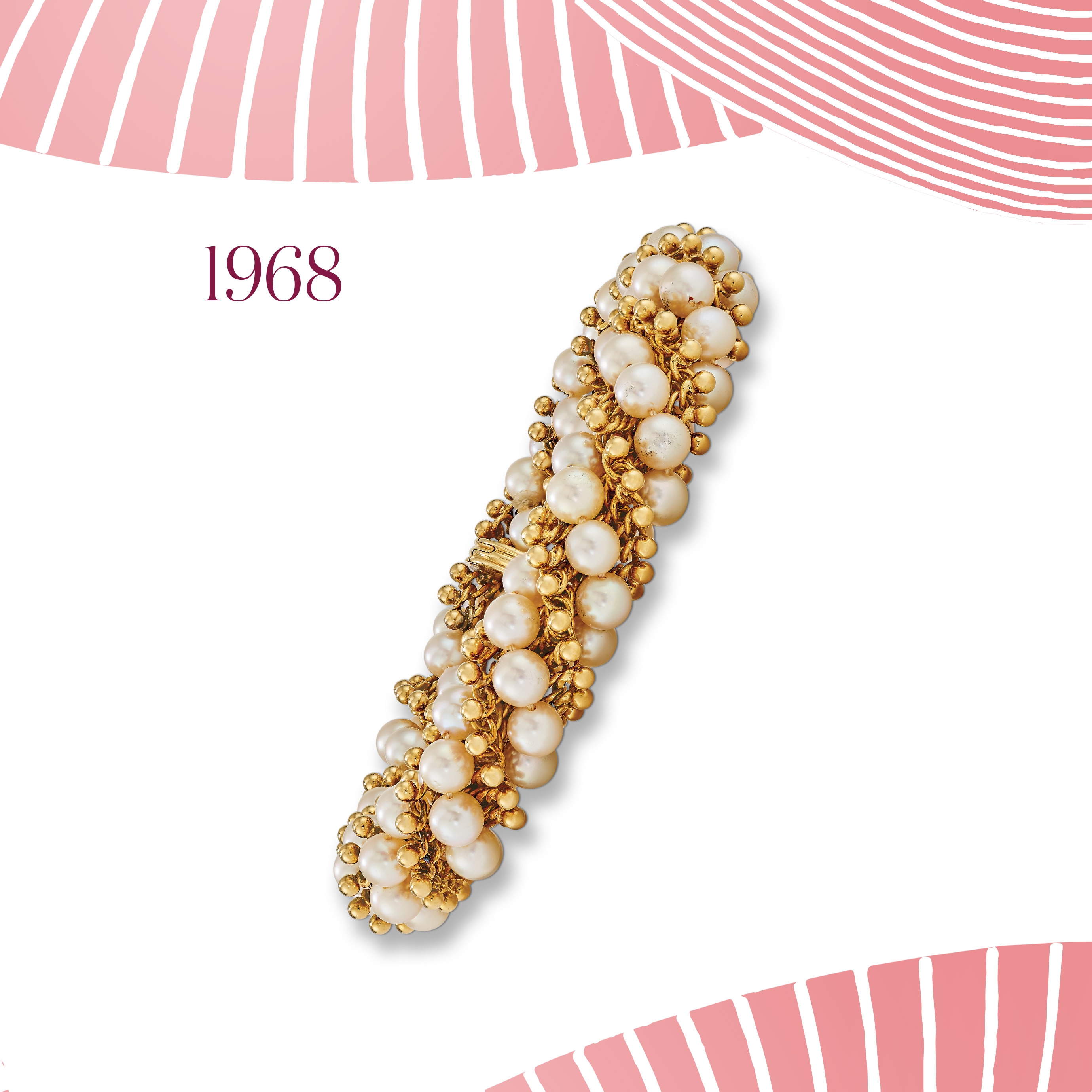 Twist手镯,1968年 黄K金,养殖珍珠 Van Cleef & Arpels梵克雅宝典藏