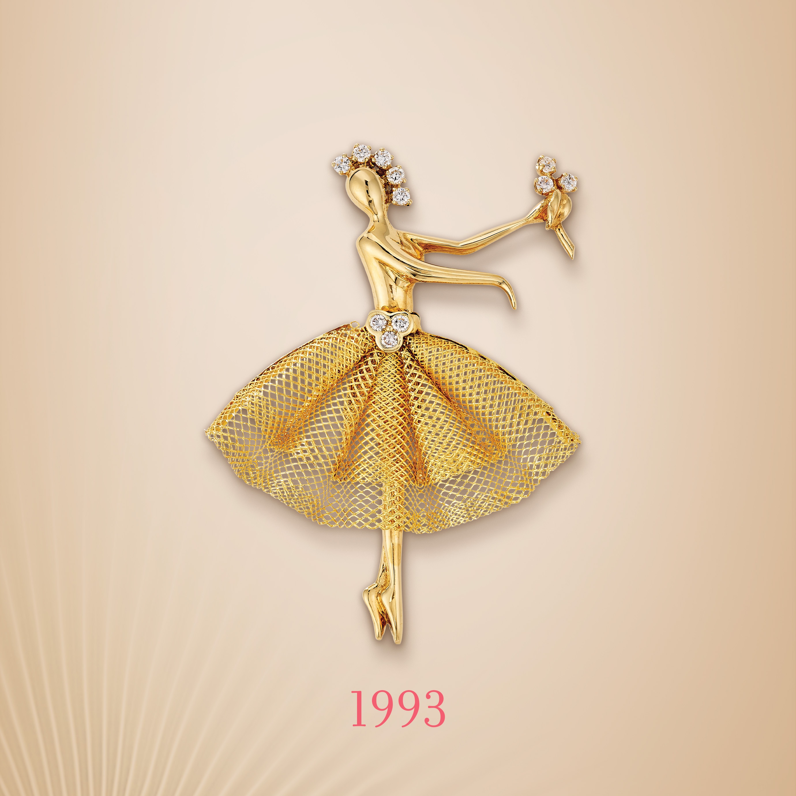 Dancer clip, 1993. 18K yellow gold, 18K white gold, diamonds. Van Cleef & Arpels Collection.